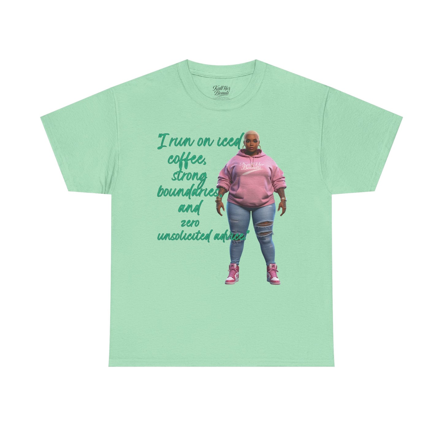 Say It With Your Chest-Iced Coffee & Boundaries" Oversized Streetwear Tee | Plus Size Graphic T-Shirt