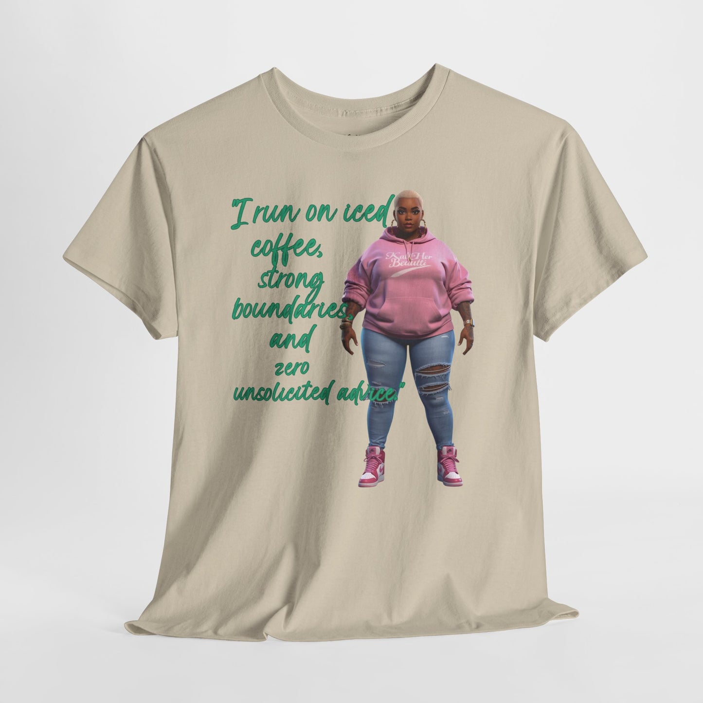 Say It With Your Chest-Iced Coffee & Boundaries" Oversized Streetwear Tee | Plus Size Graphic T-Shirt