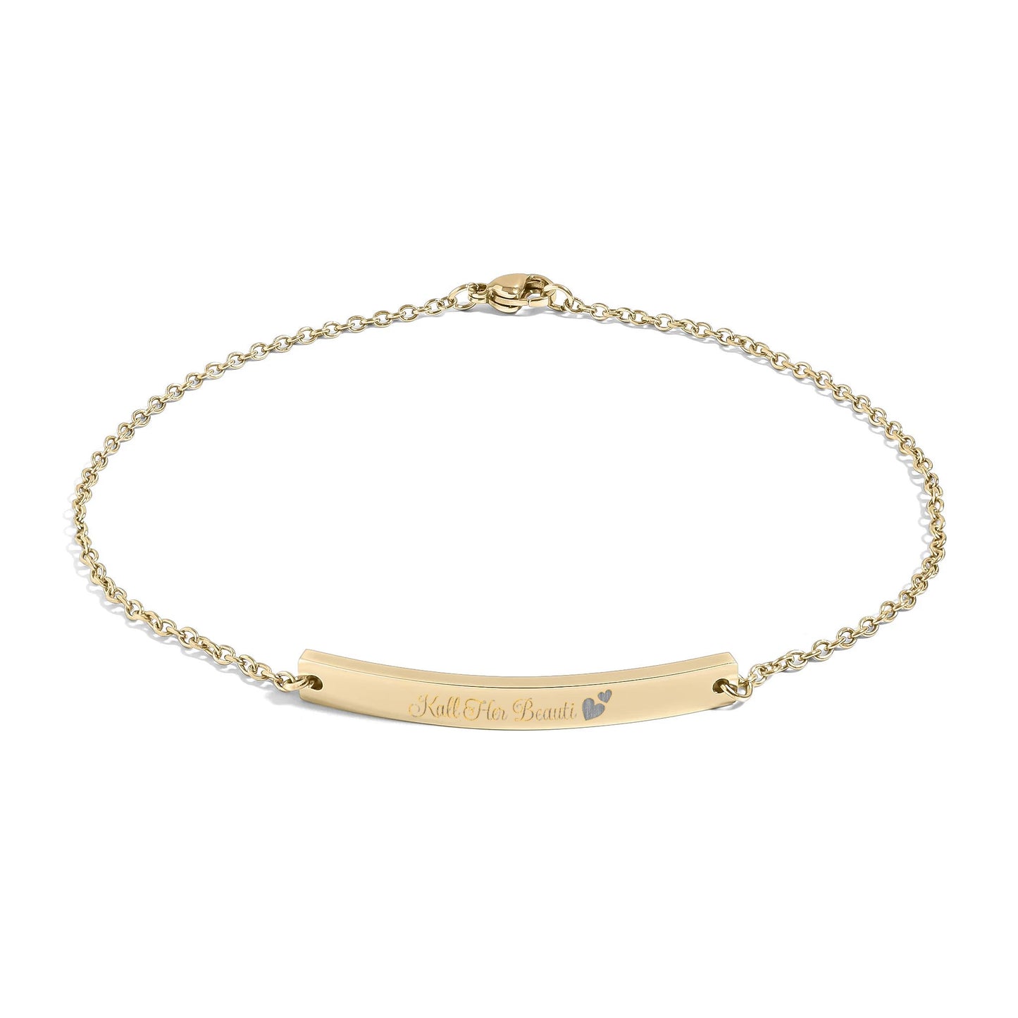 Custom Engraved Curved Bar Anklet | Personalized Minimalist Jewelry