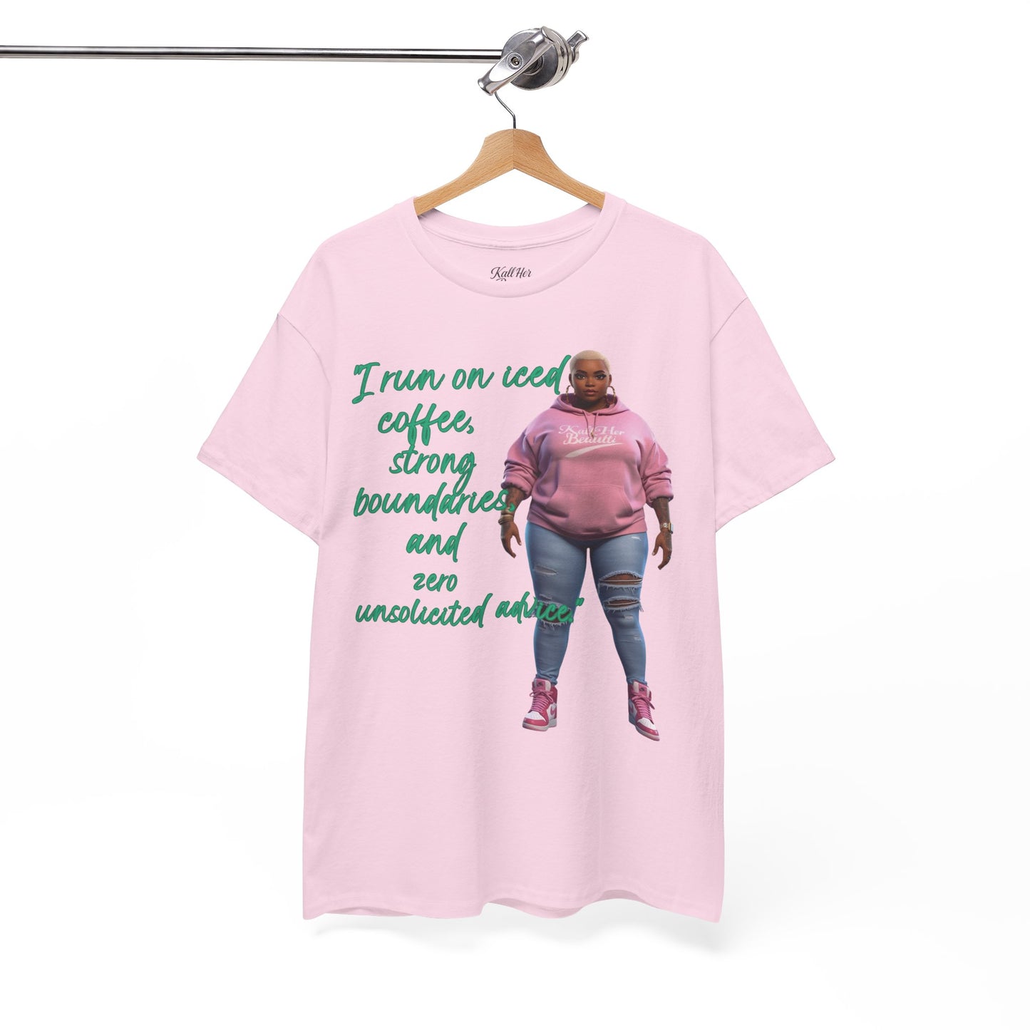 Say It With Your Chest-Iced Coffee & Boundaries" Oversized Streetwear Tee | Plus Size Graphic T-Shirt