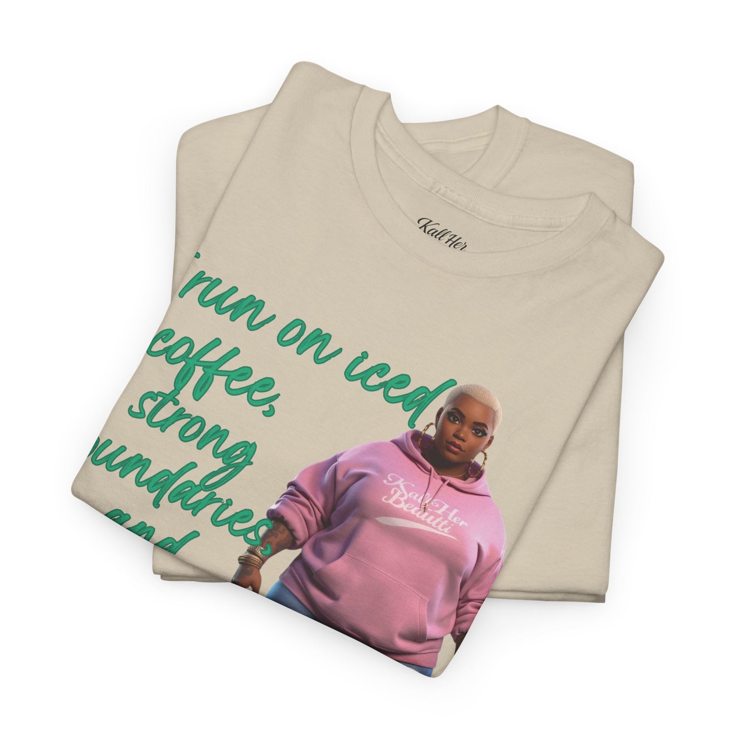 Say It With Your Chest-Iced Coffee & Boundaries" Oversized Streetwear Tee | Plus Size Graphic T-Shirt