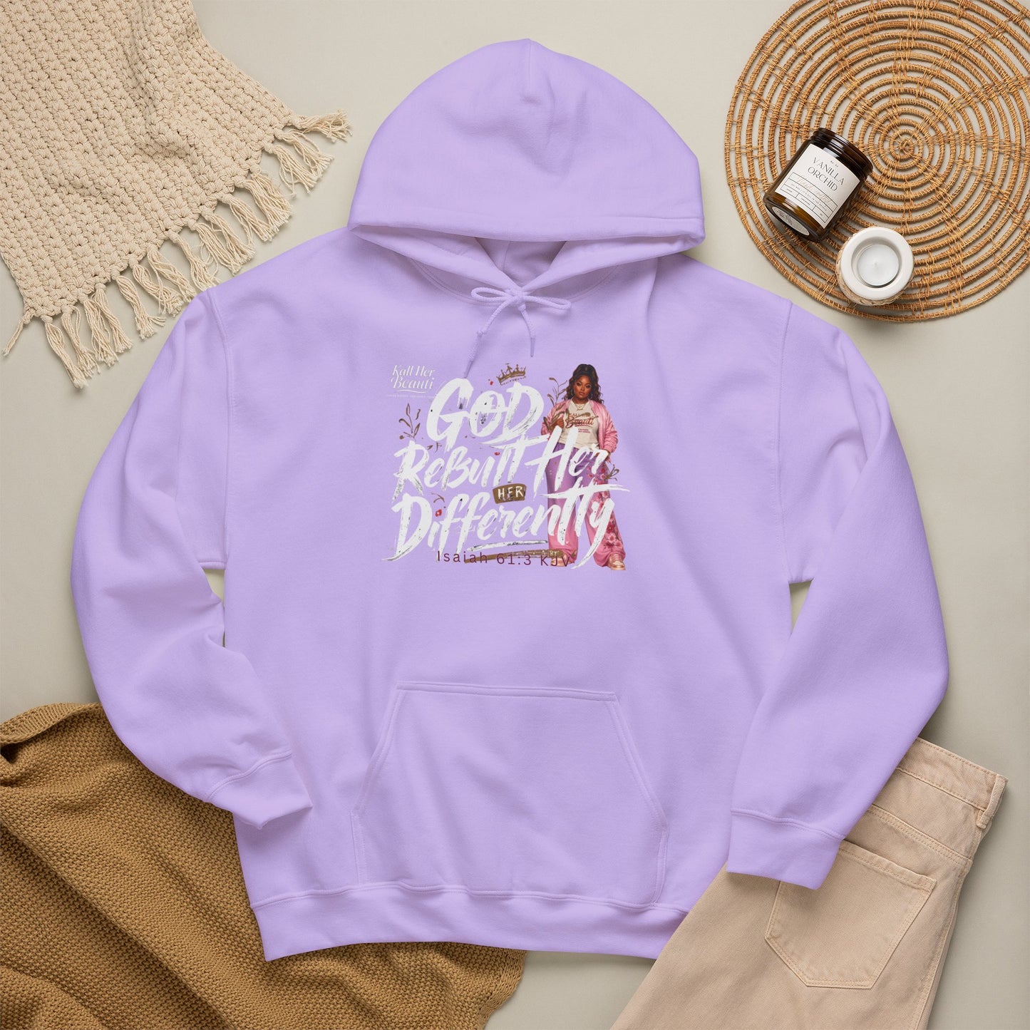 God Rebuilt Her Differently Graphic Hoodie| Kall Her Beauti Faith Collection