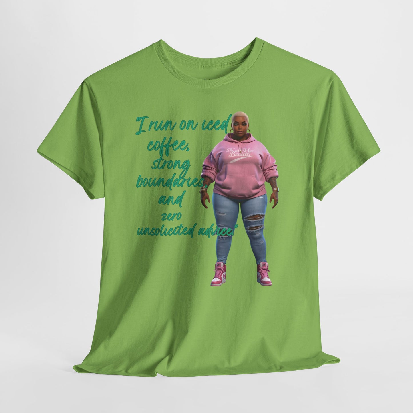 Say It With Your Chest-Iced Coffee & Boundaries" Oversized Streetwear Tee | Plus Size Graphic T-Shirt