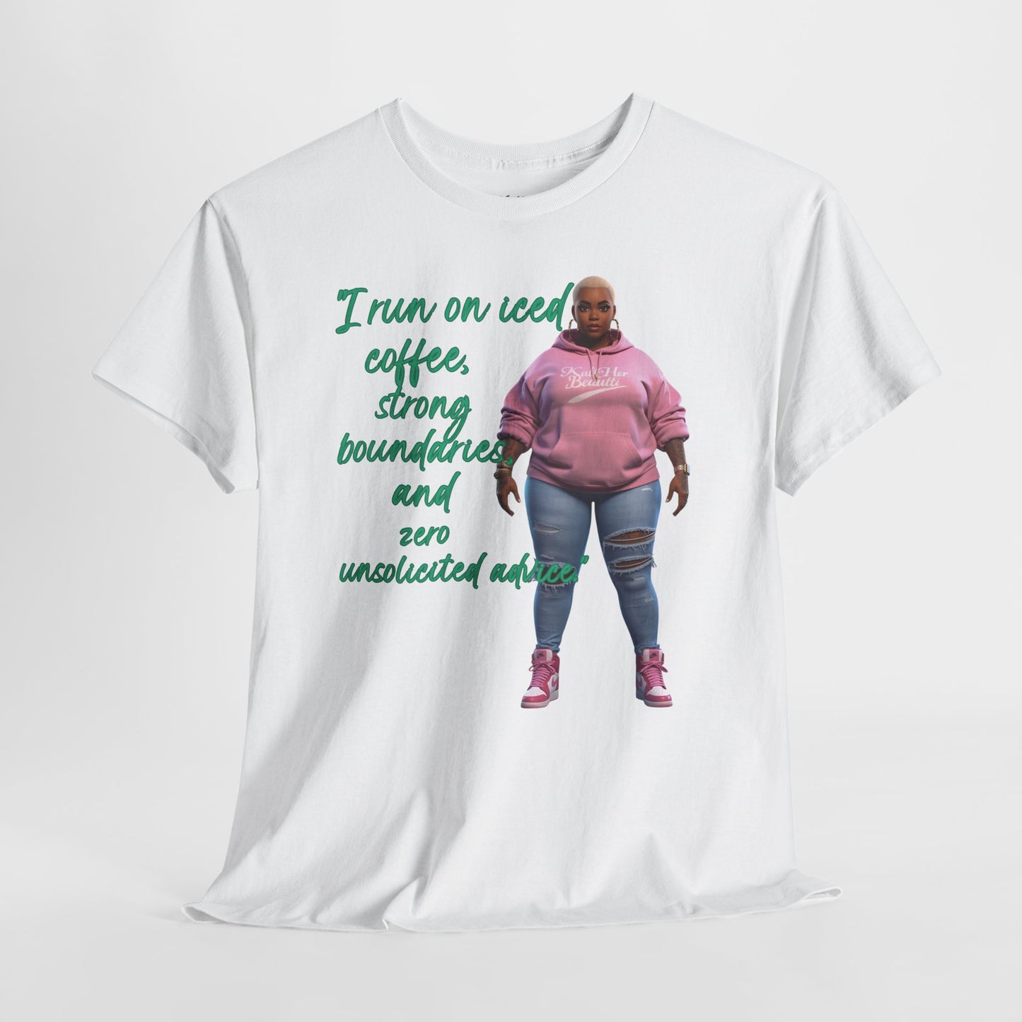 Say It With Your Chest-Iced Coffee & Boundaries" Oversized Streetwear Tee | Plus Size Graphic T-Shirt