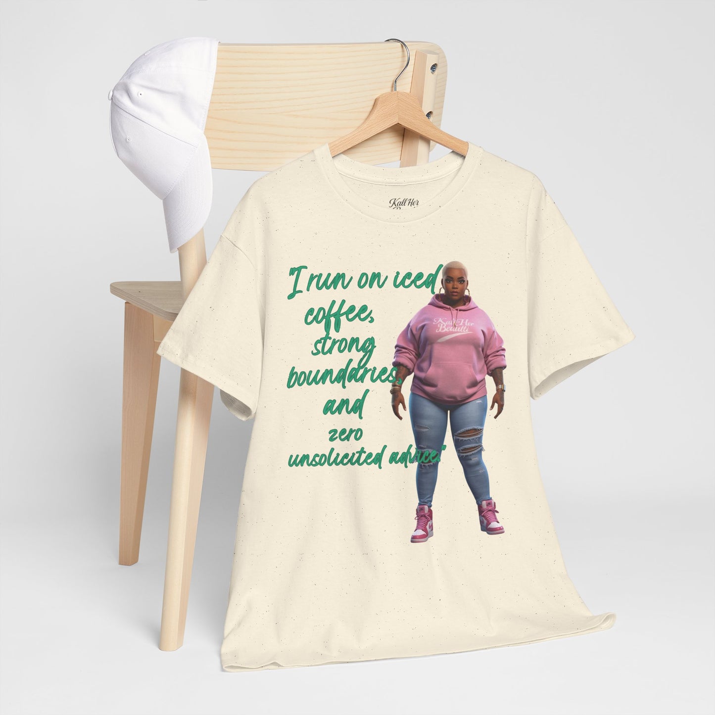 Say It With Your Chest-Iced Coffee & Boundaries" Oversized Streetwear Tee | Plus Size Graphic T-Shirt