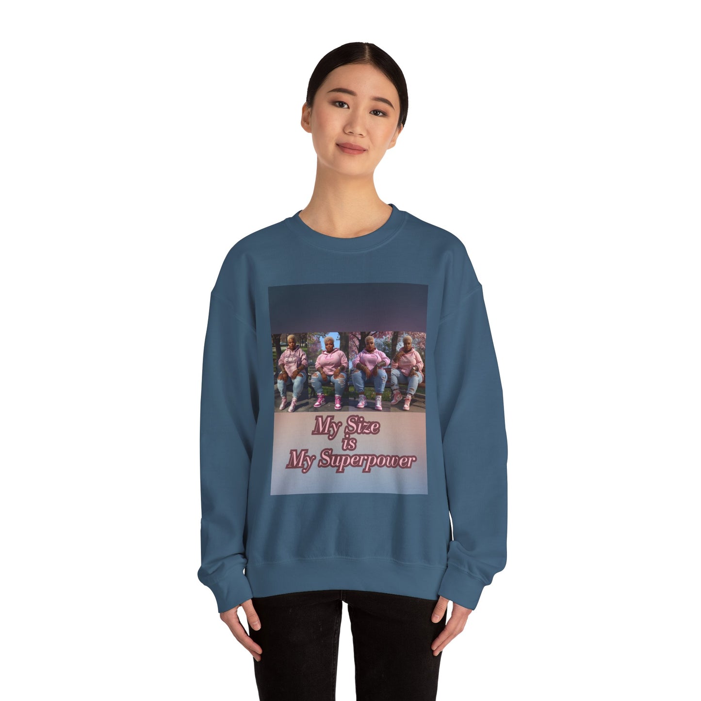 My Size is My Superpower Premium Graphic Sweatshirt | Curvy Empowerment Lounge Wear | Kall Her Beaut