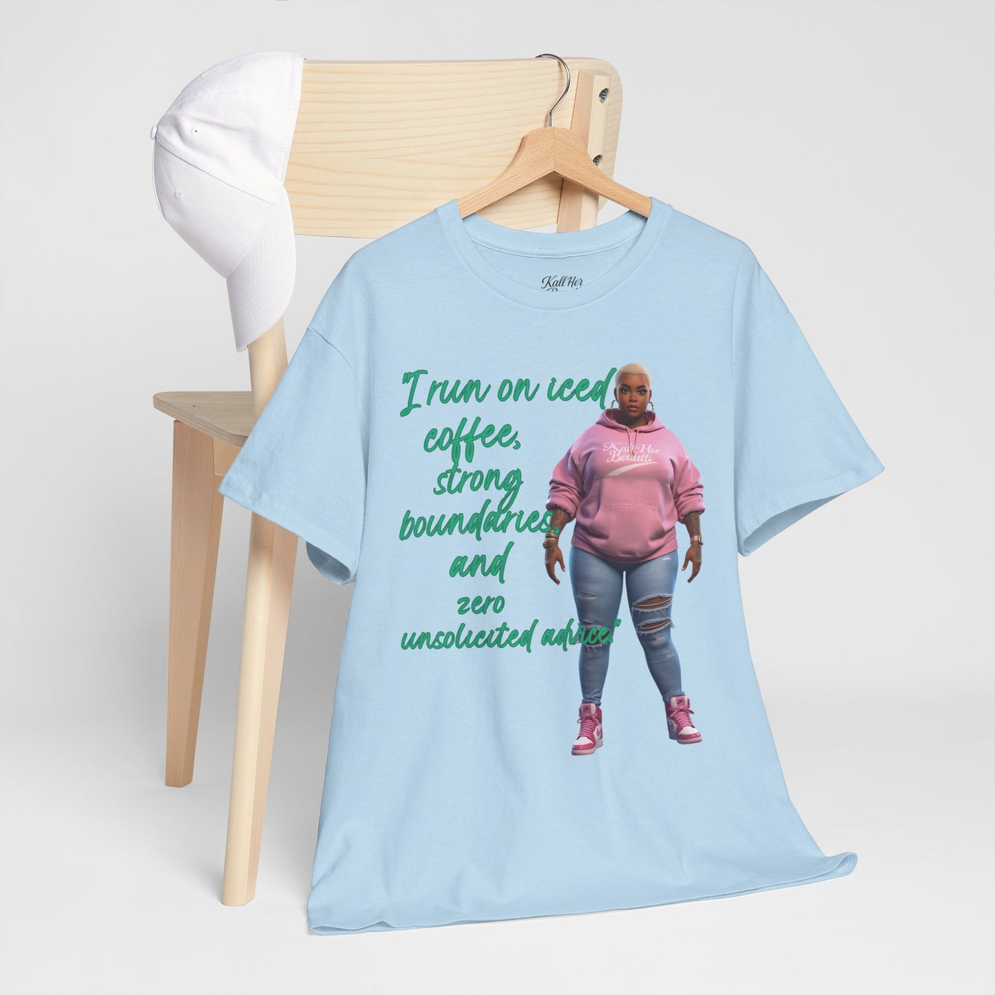 Say It With Your Chest-Iced Coffee & Boundaries" Oversized Streetwear Tee | Plus Size Graphic T-Shirt