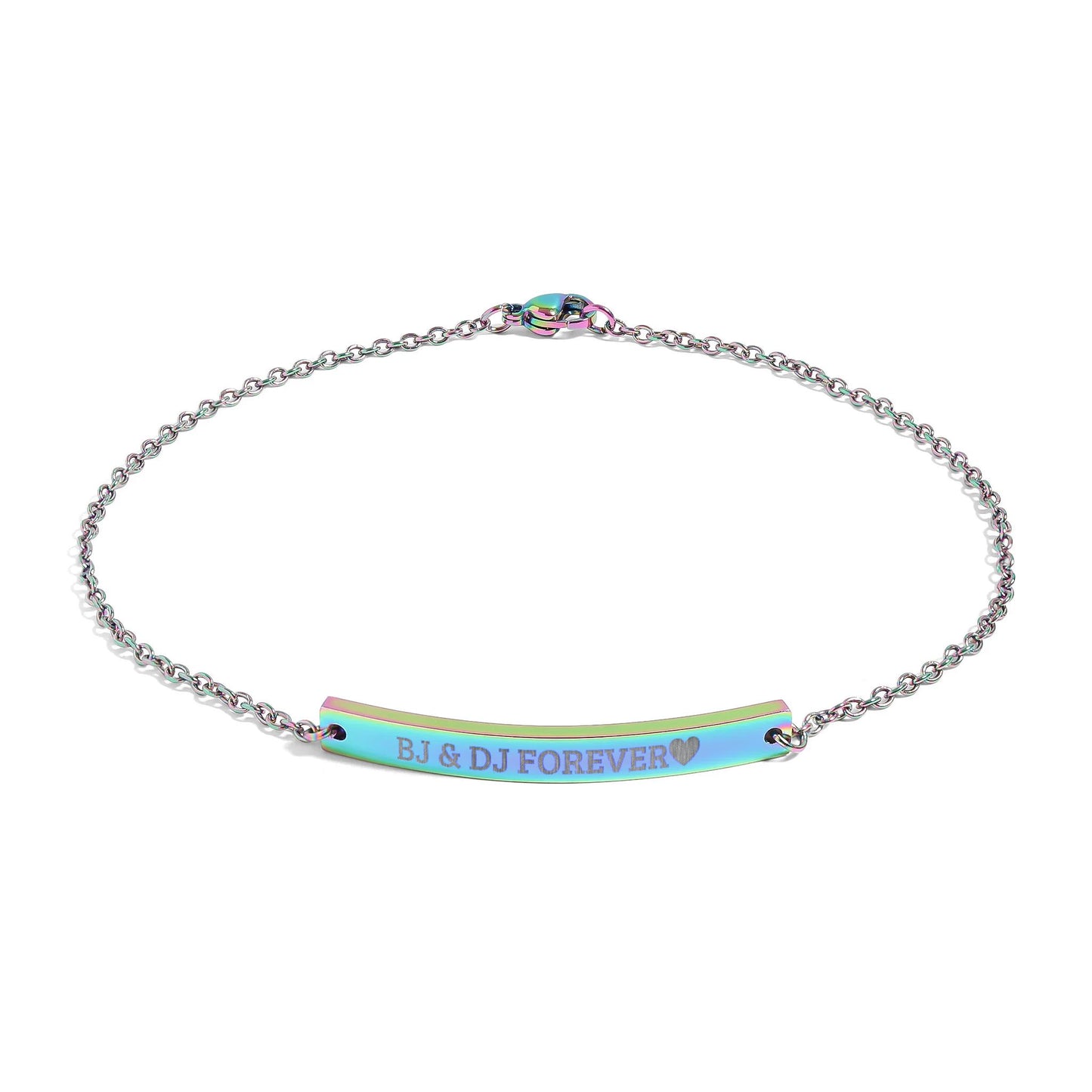 Custom Engraved Curved Bar Anklet | Personalized Minimalist Jewelry