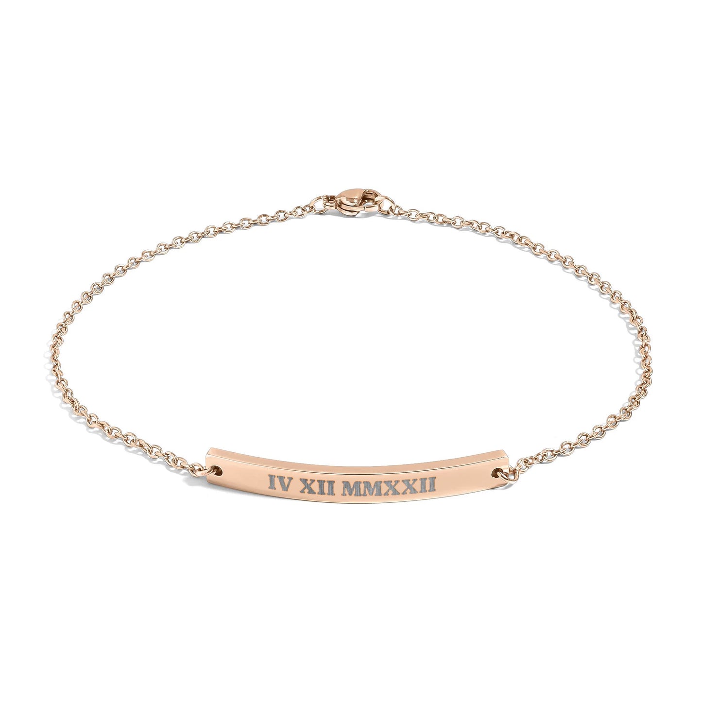Custom Engraved Curved Bar Anklet | Personalized Minimalist Jewelry