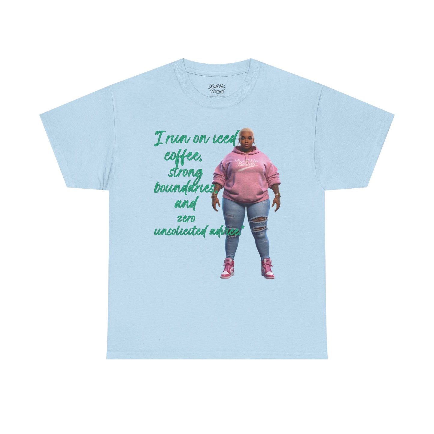 Say It With Your Chest-Iced Coffee & Boundaries" Oversized Streetwear Tee | Plus Size Graphic T-Shirt