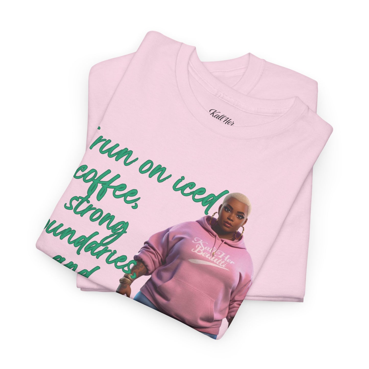 Say It With Your Chest-Iced Coffee & Boundaries" Oversized Streetwear Tee | Plus Size Graphic T-Shirt
