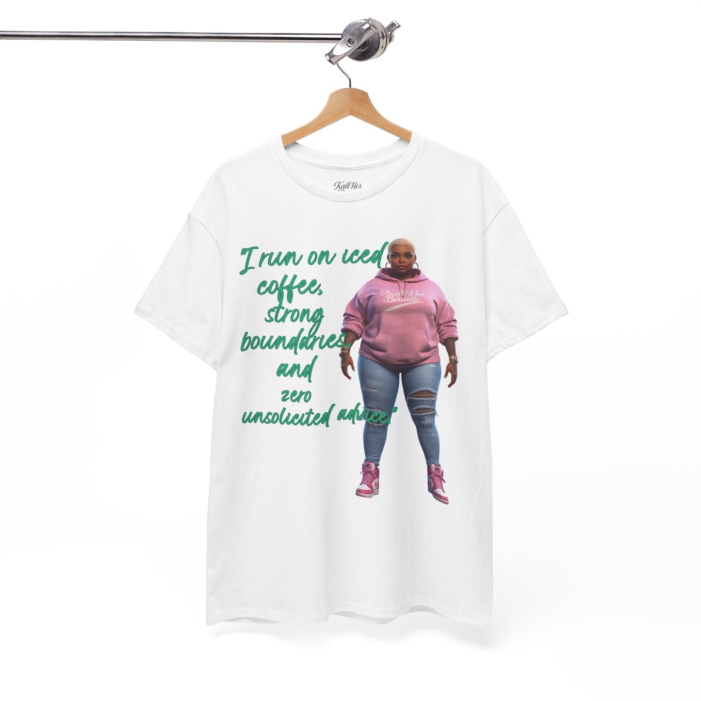 Say It With Your Chest-Iced Coffee & Boundaries" Oversized Streetwear Tee | Plus Size Graphic T-Shirt