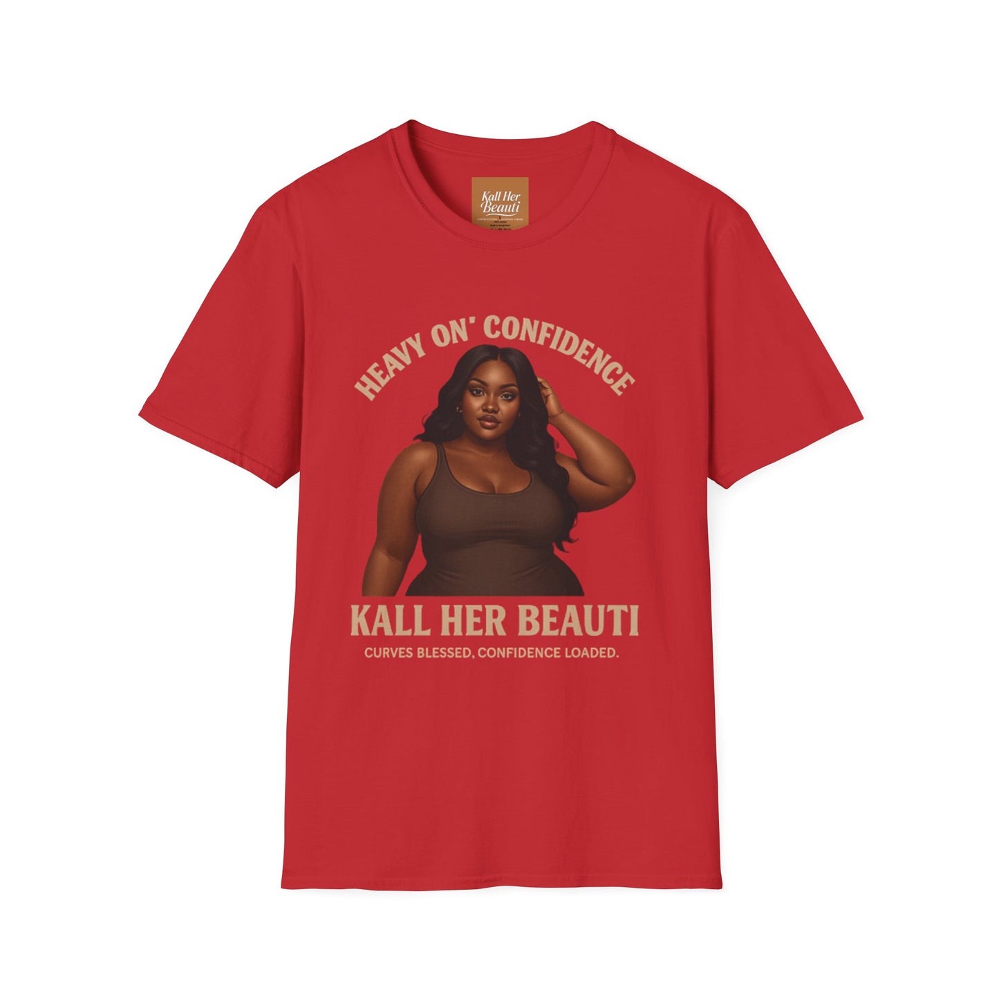 Heavy On Confidence Plus Size Woman T-Shirt | Kall Her Beauti Phrase Tee