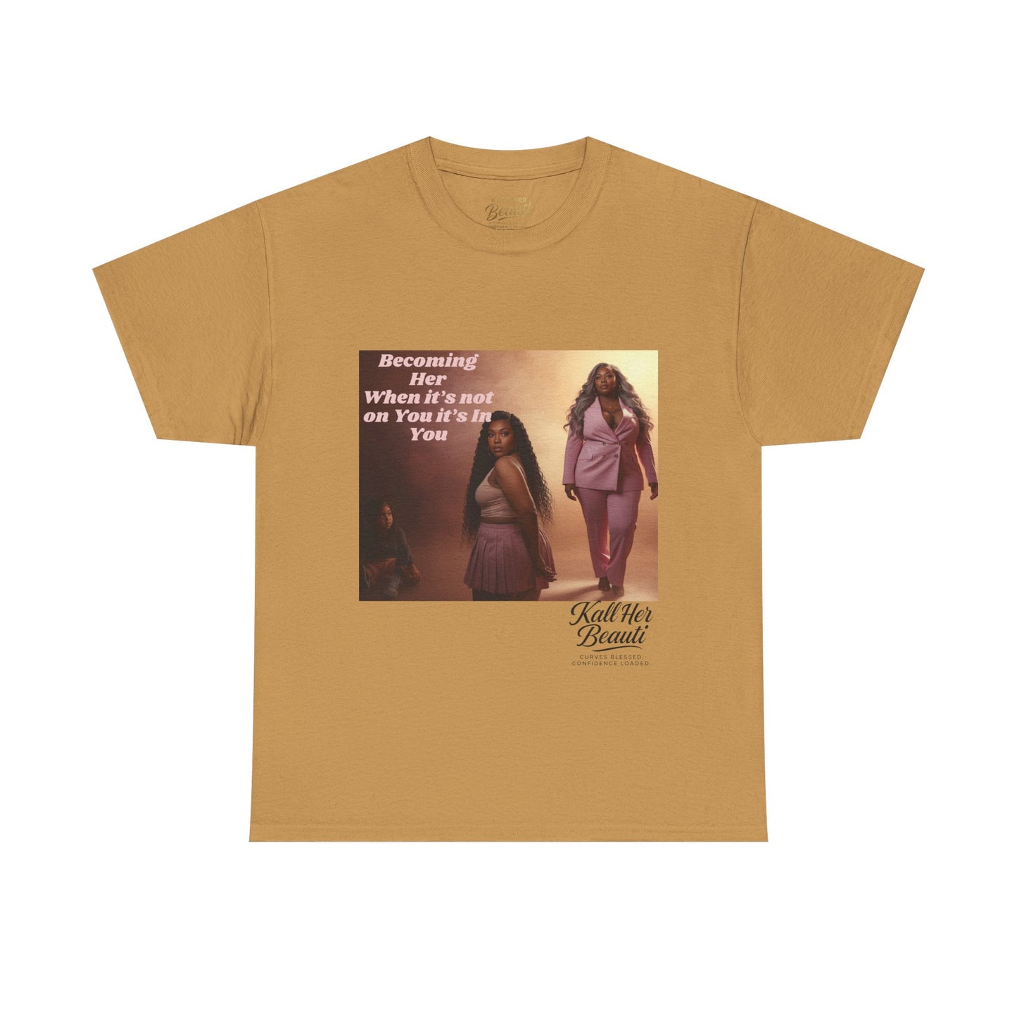 Becoming Her™ Plus-Size Affirmation Tee | Graphic T-Shirt S–5XL | Kall Her Beauti™