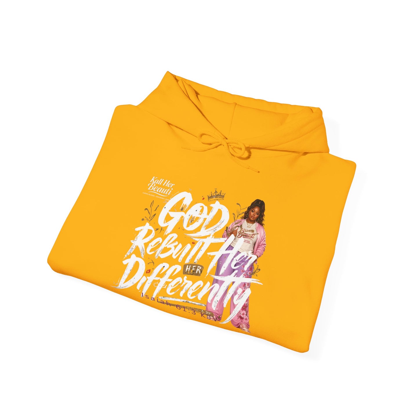 God Rebuilt Her Differently Graphic Hoodie| Kall Her Beauti Faith Collection