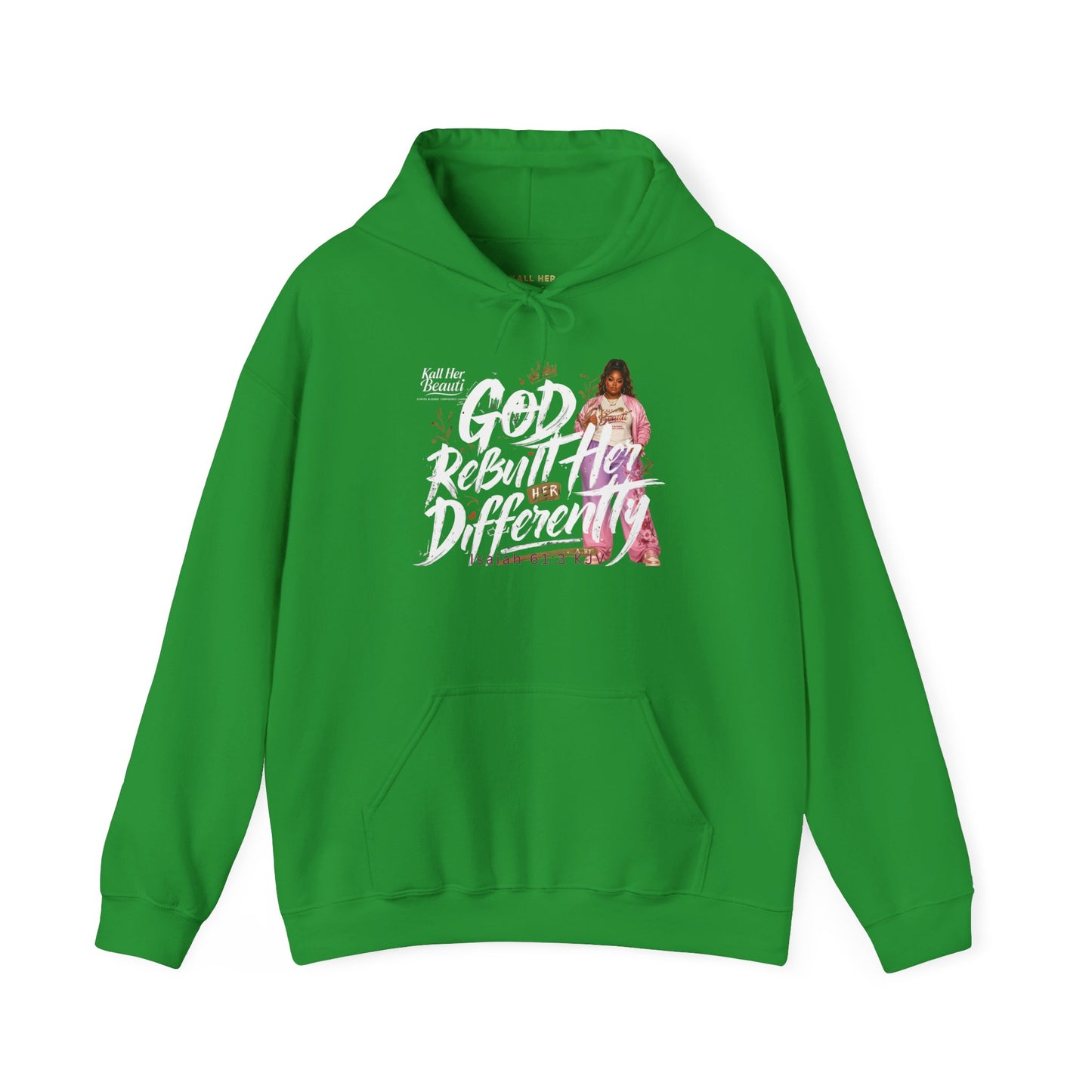 God Rebuilt Her Differently Graphic Hoodie| Kall Her Beauti Faith Collection