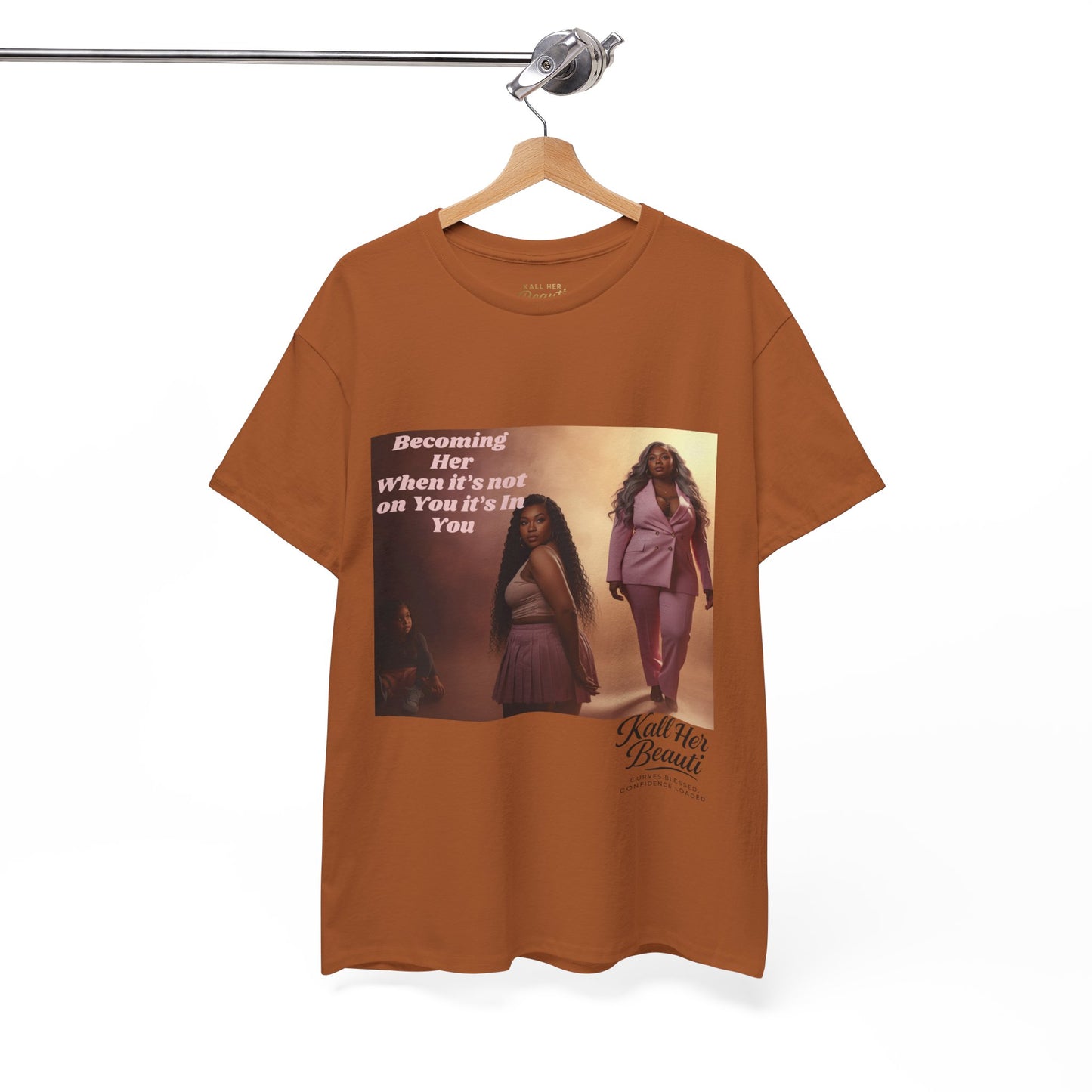 Becoming Her™ Plus-Size Affirmation Tee | Graphic T-Shirt S–5XL | Kall Her Beauti™