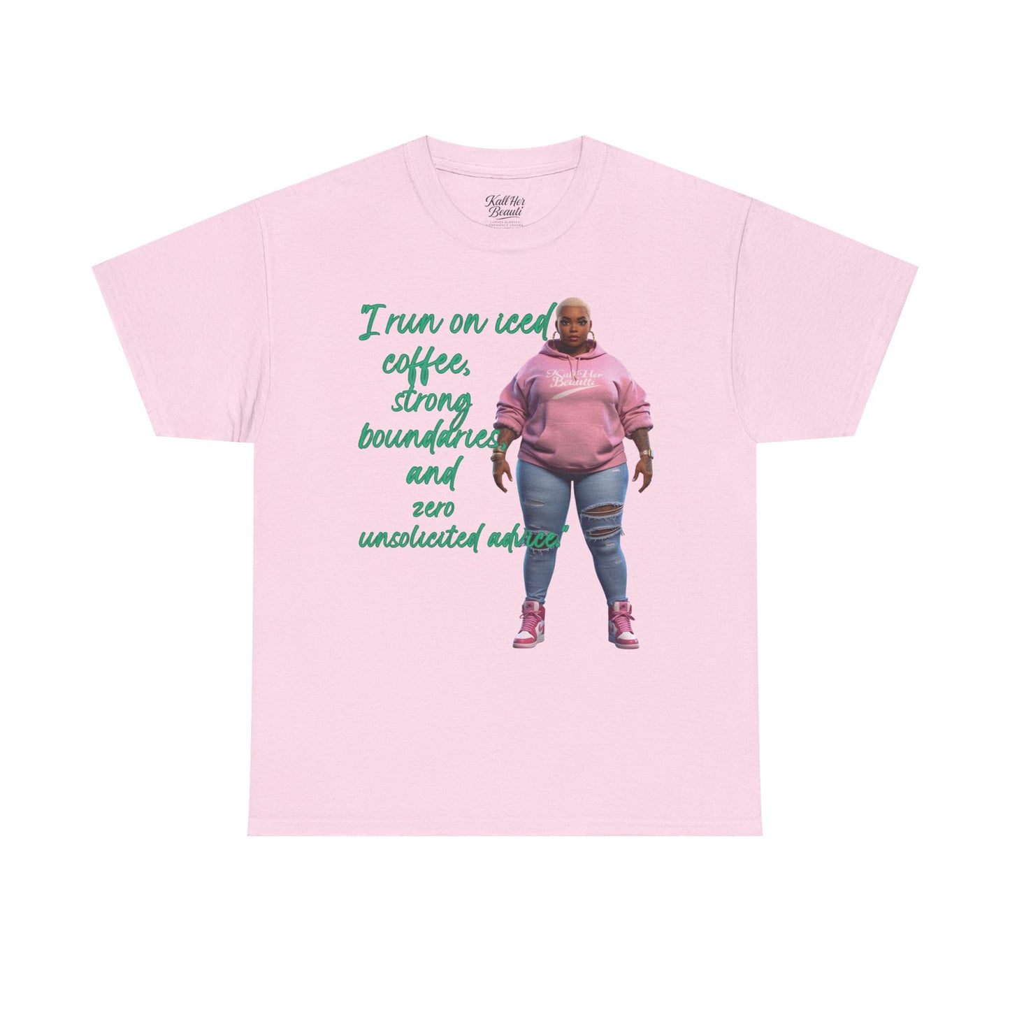 Say It With Your Chest-Iced Coffee & Boundaries" Oversized Streetwear Tee | Plus Size Graphic T-Shirt