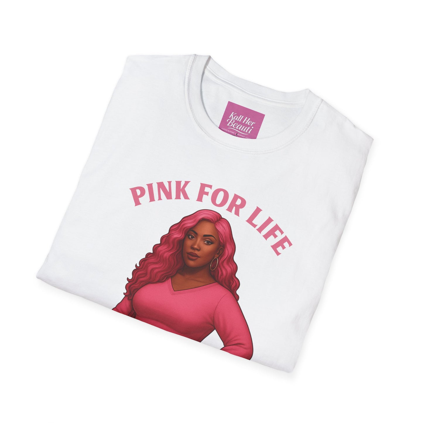 Curves Blessed Confidence Loaded T-Shirt | Pink For Life Statement | Kall Her Beauti
