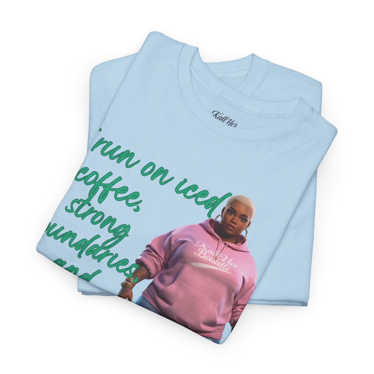 Say It With Your Chest-Iced Coffee & Boundaries" Oversized Streetwear Tee | Plus Size Graphic T-Shirt