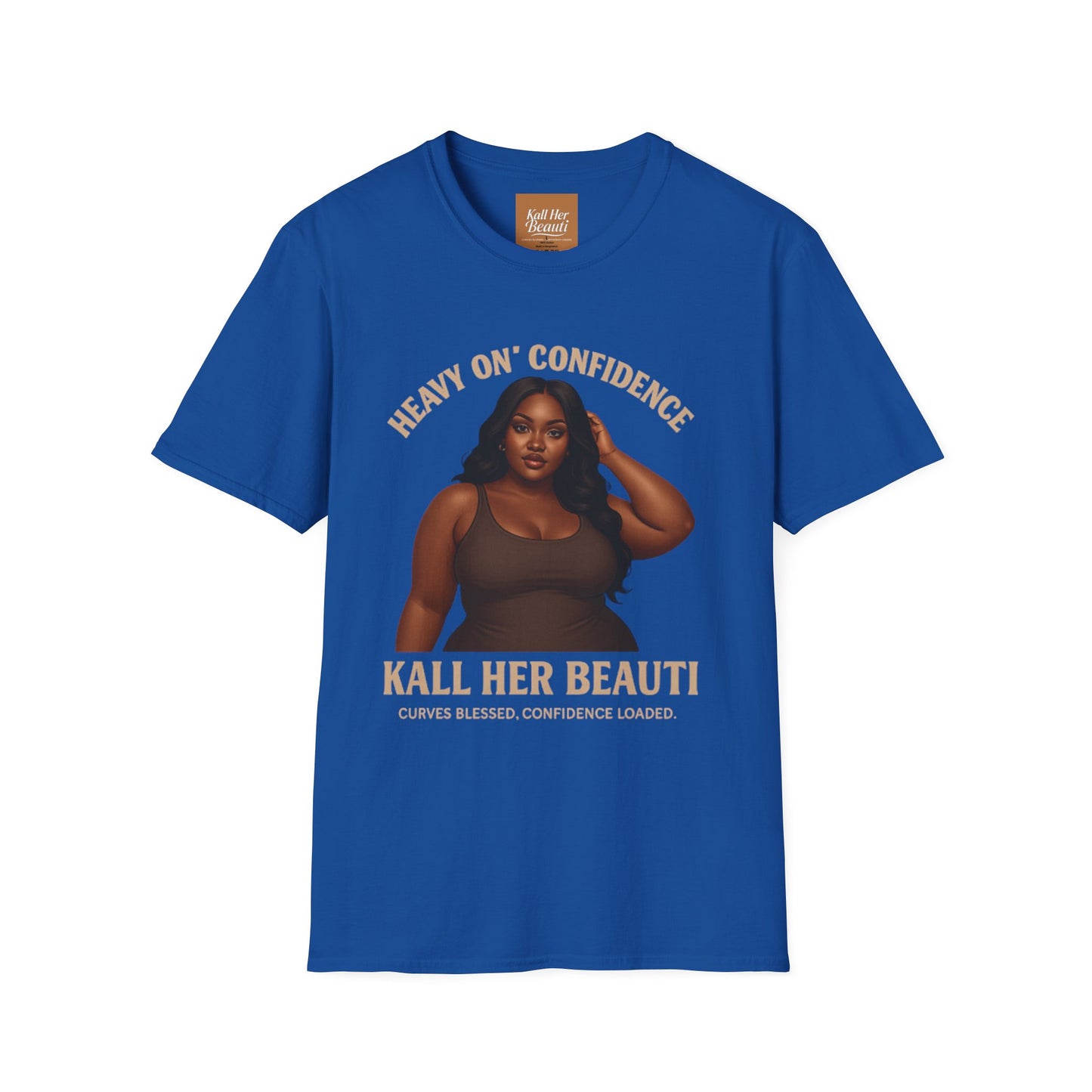Heavy On Confidence Plus Size Woman T-Shirt | Kall Her Beauti Phrase Tee