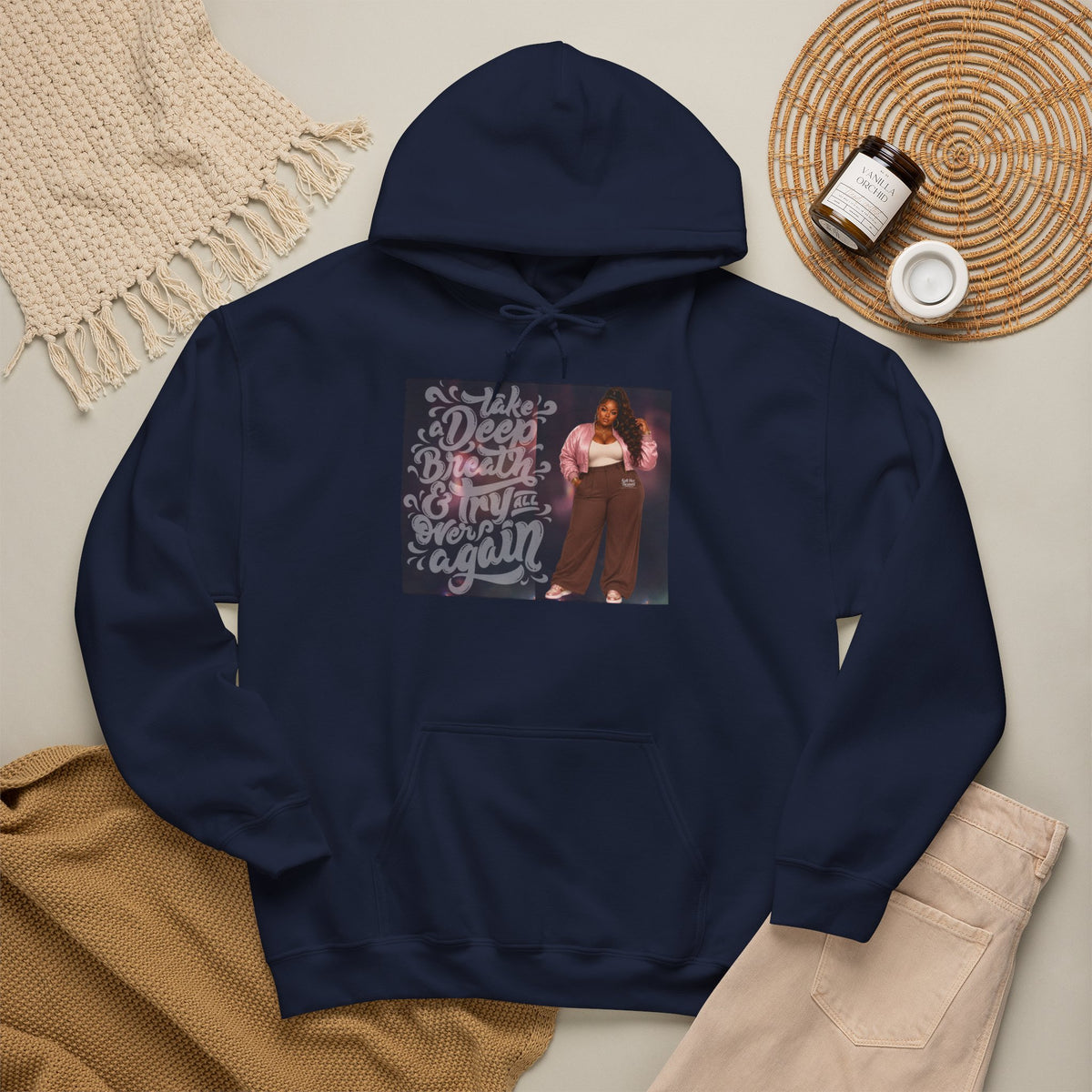 Take a Deep Breath & Try Again But Be Gentle I'm A Masterpiece Graphic Hoodie| Kall Her Beauti Faith Collection