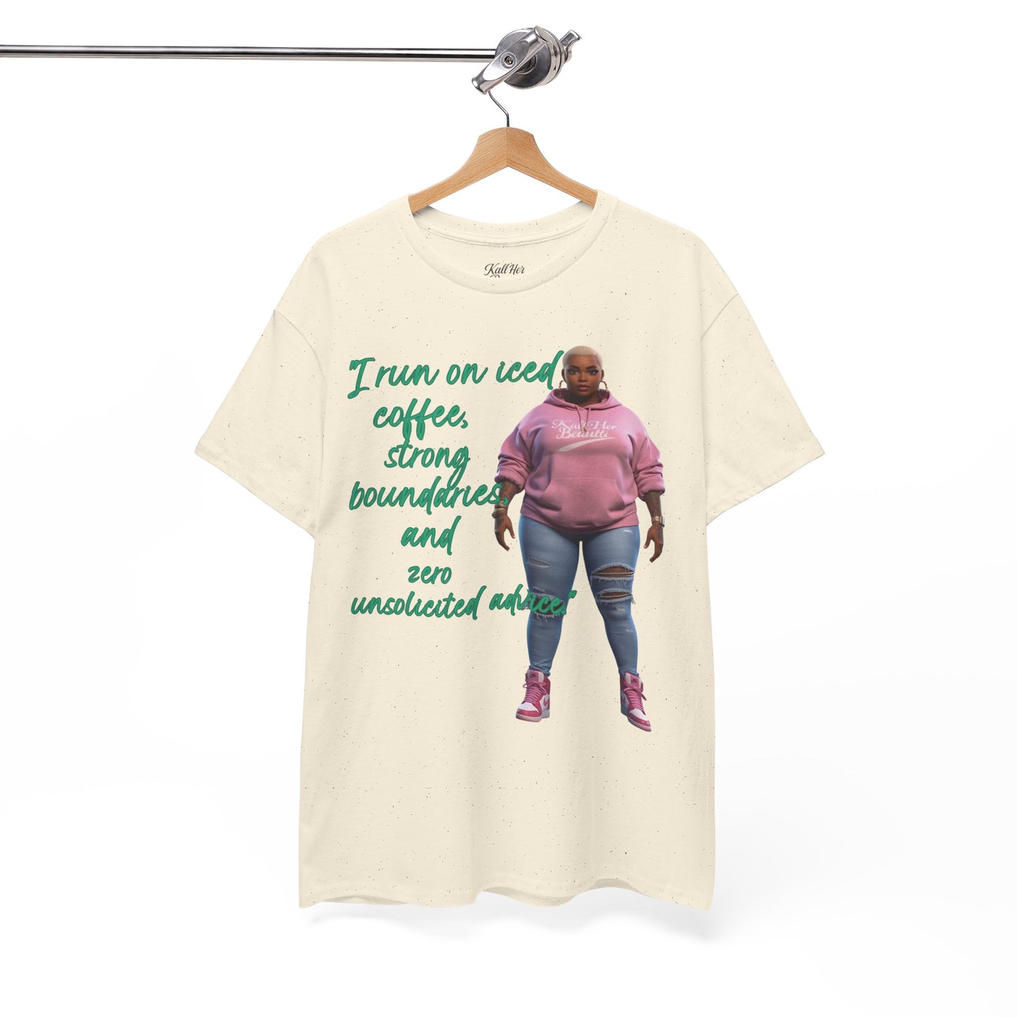 Say It With Your Chest-Iced Coffee & Boundaries" Oversized Streetwear Tee | Plus Size Graphic T-Shirt