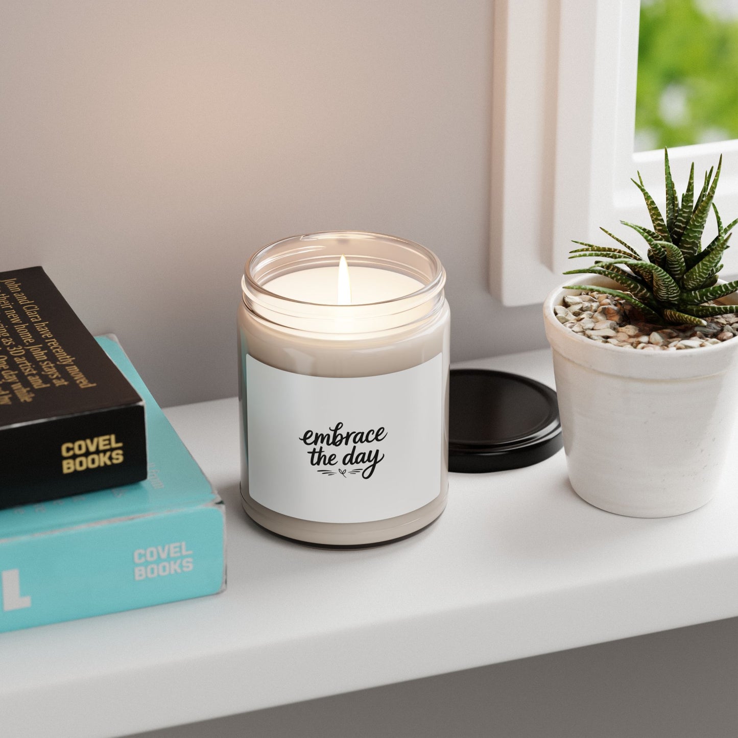 Embrace the Day Hand-Lettered Quote Candle, Soy 9oz |