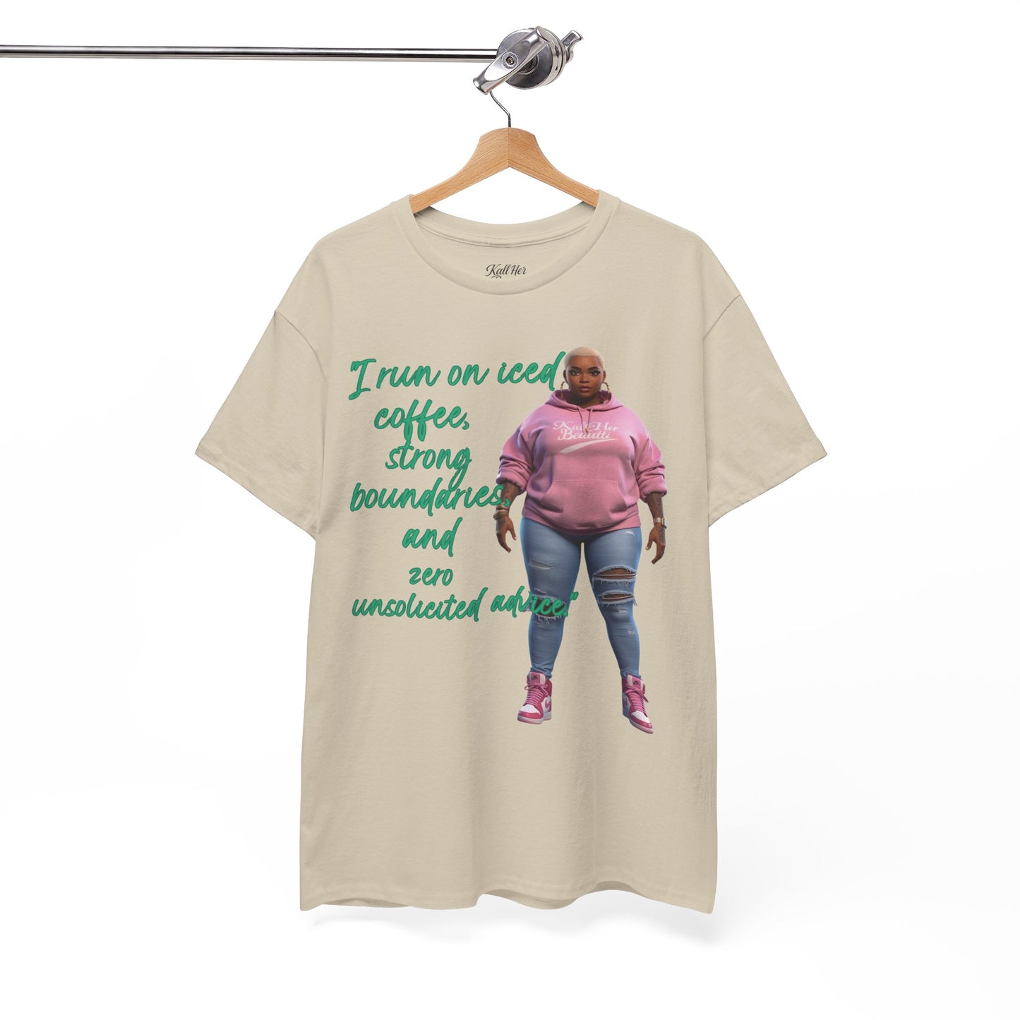 Say It With Your Chest-Iced Coffee & Boundaries" Oversized Streetwear Tee | Plus Size Graphic T-Shirt