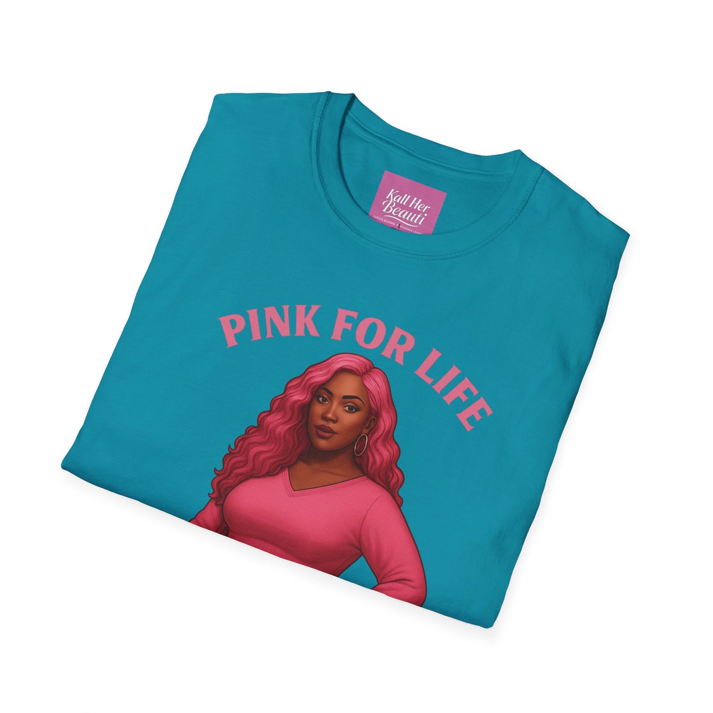 Curves Blessed Confidence Loaded T-Shirt | Pink For Life Statement | Kall Her Beauti