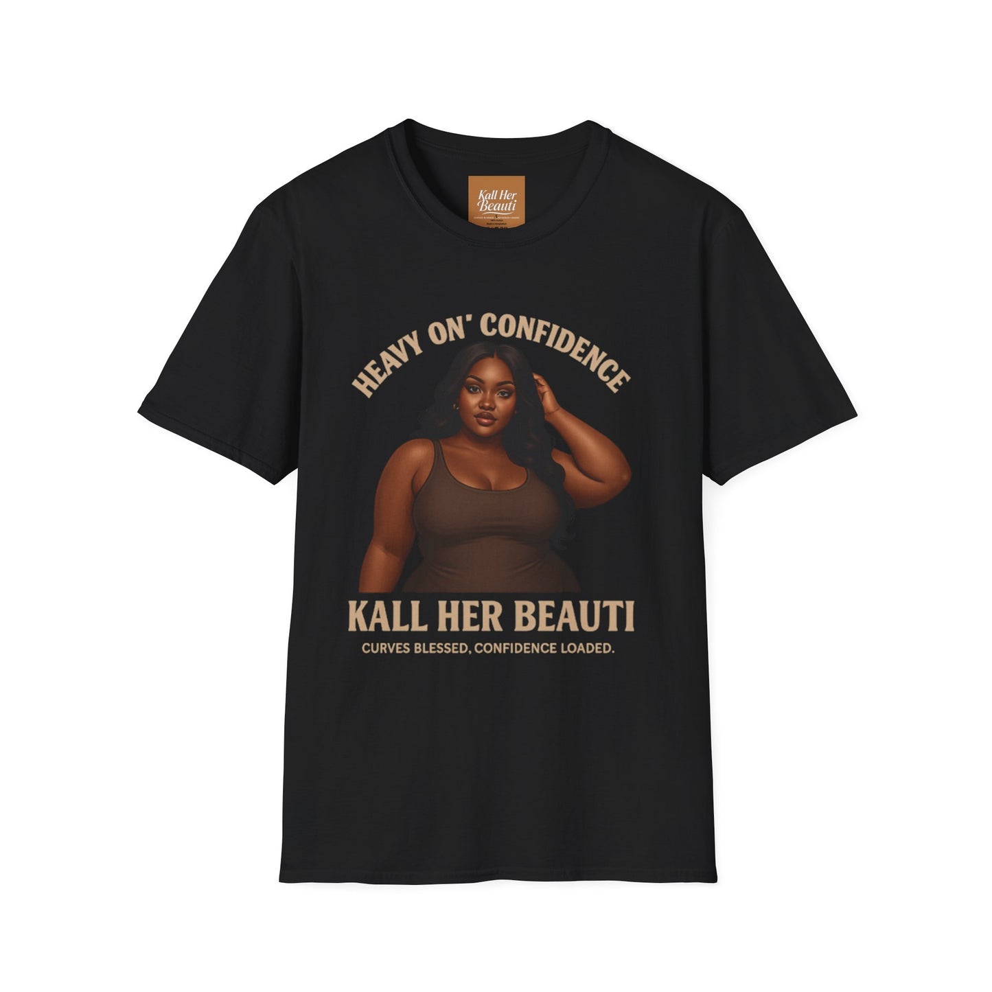 Heavy On Confidence Plus Size Woman T-Shirt | Kall Her Beauti Phrase Tee