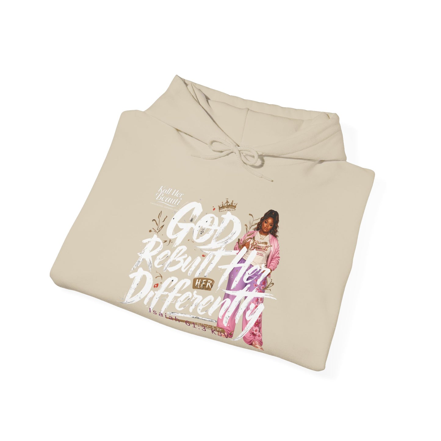 God Rebuilt Her Differently Graphic Hoodie| Kall Her Beauti Faith Collection