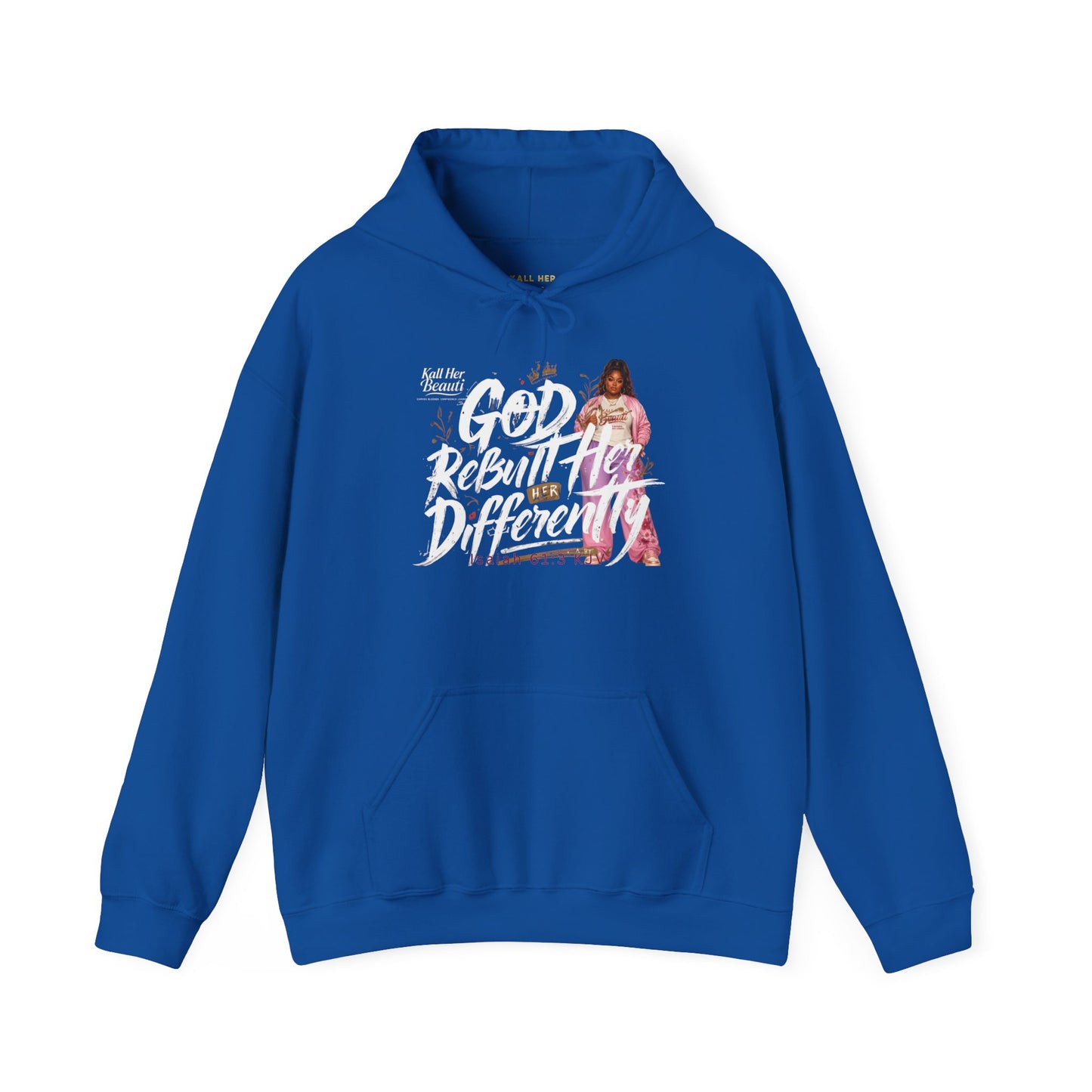 God Rebuilt Her Differently Graphic Hoodie| Kall Her Beauti Faith Collection