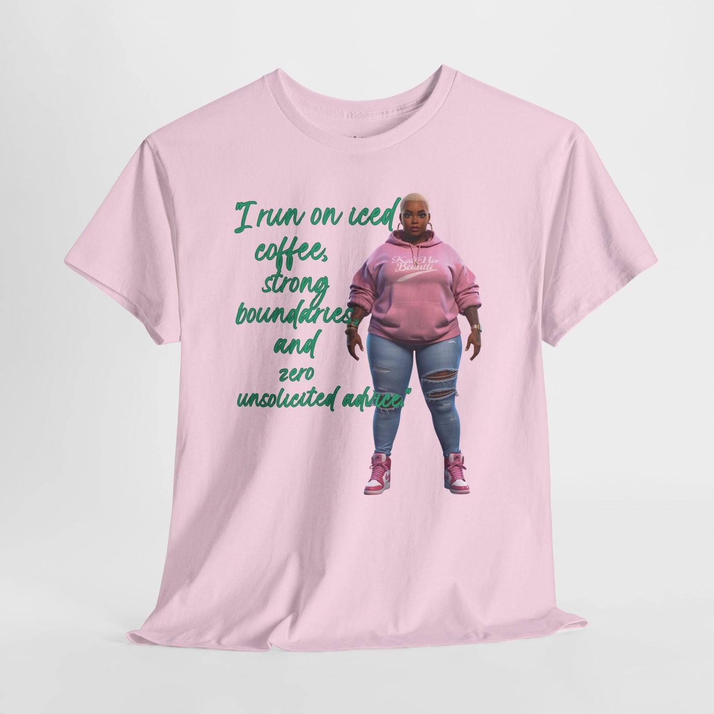 Say It With Your Chest-Iced Coffee & Boundaries" Oversized Streetwear Tee | Plus Size Graphic T-Shirt