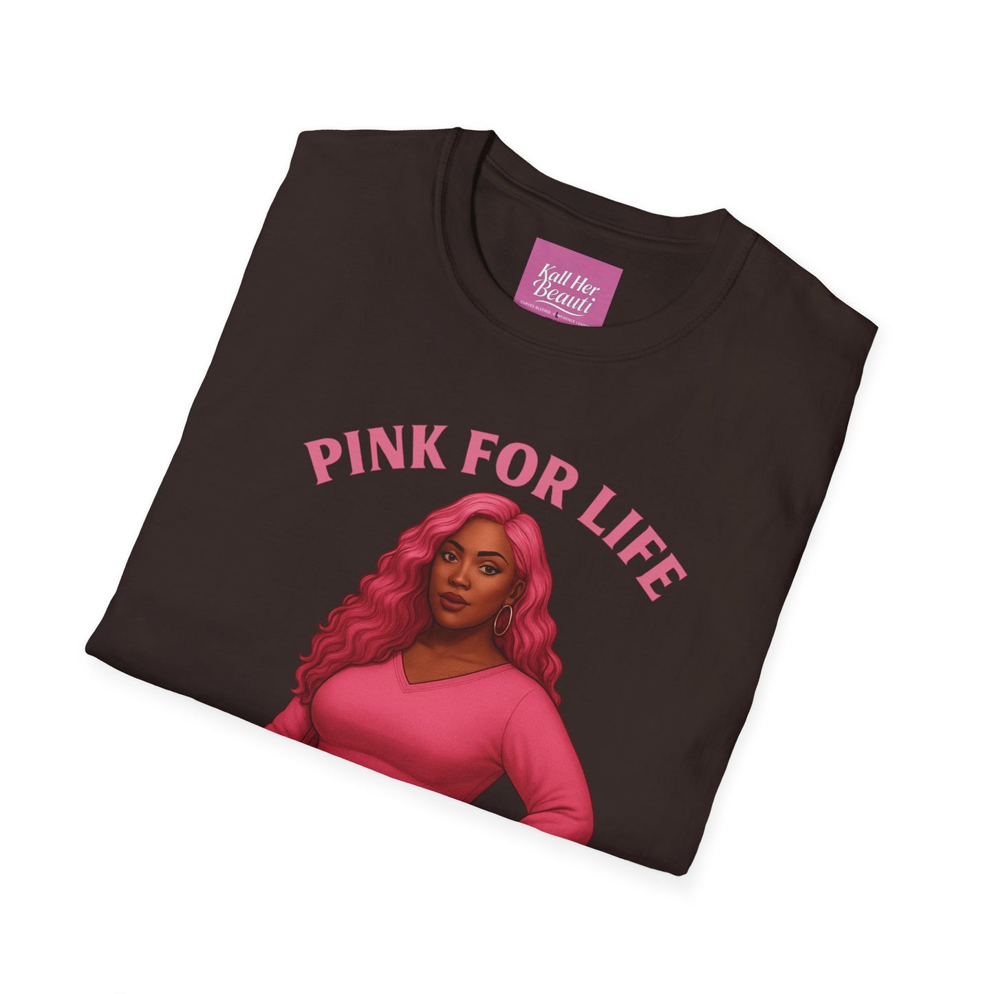 Curves Blessed Confidence Loaded T-Shirt | Pink For Life Statement | Kall Her Beauti