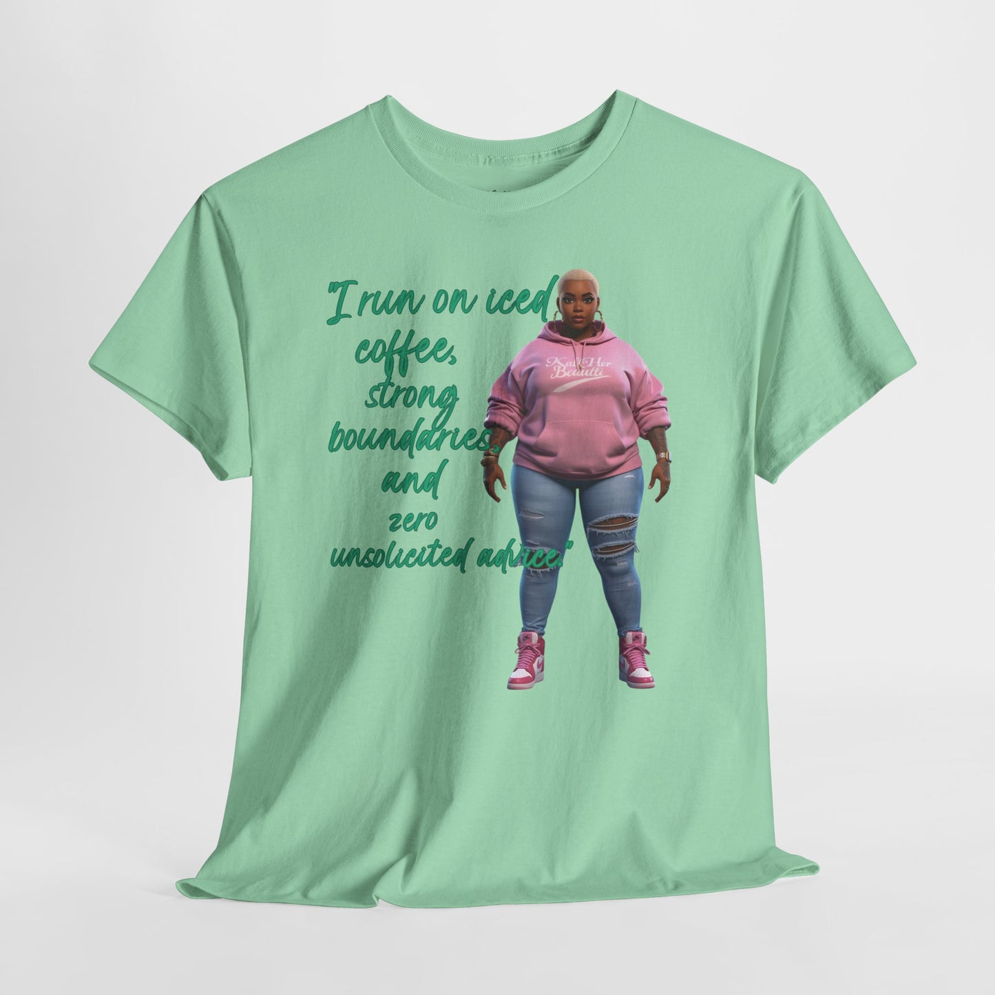 Say It With Your Chest-Iced Coffee & Boundaries" Oversized Streetwear Tee | Plus Size Graphic T-Shirt