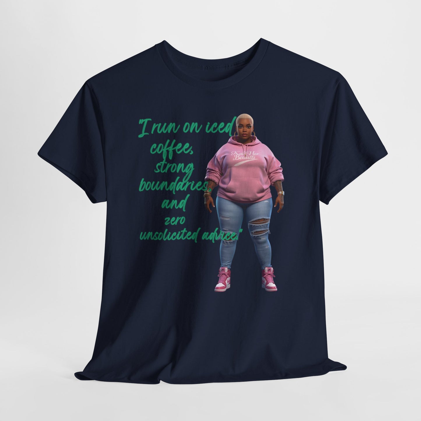 Say It With Your Chest-Iced Coffee & Boundaries" Oversized Streetwear Tee | Plus Size Graphic T-Shirt