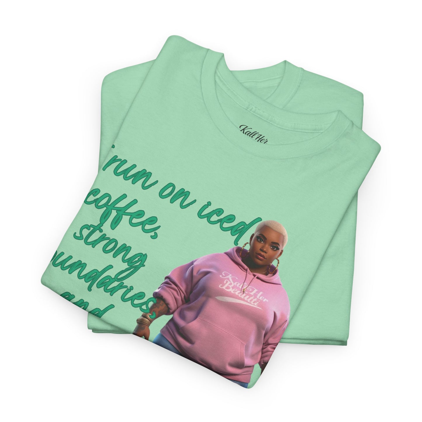 Say It With Your Chest-Iced Coffee & Boundaries" Oversized Streetwear Tee | Plus Size Graphic T-Shirt