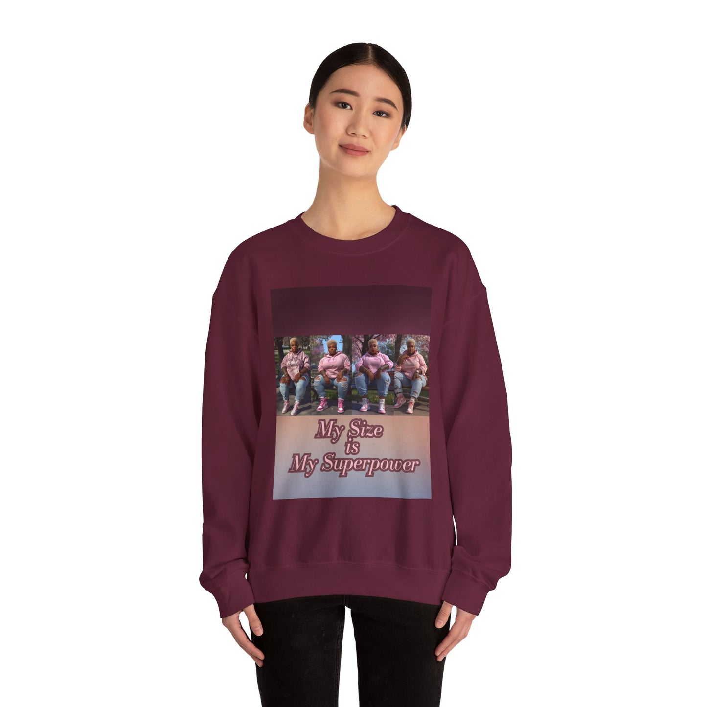 My Size is My Superpower Premium Graphic Sweatshirt | Curvy Empowerment Lounge Wear | Kall Her Beaut