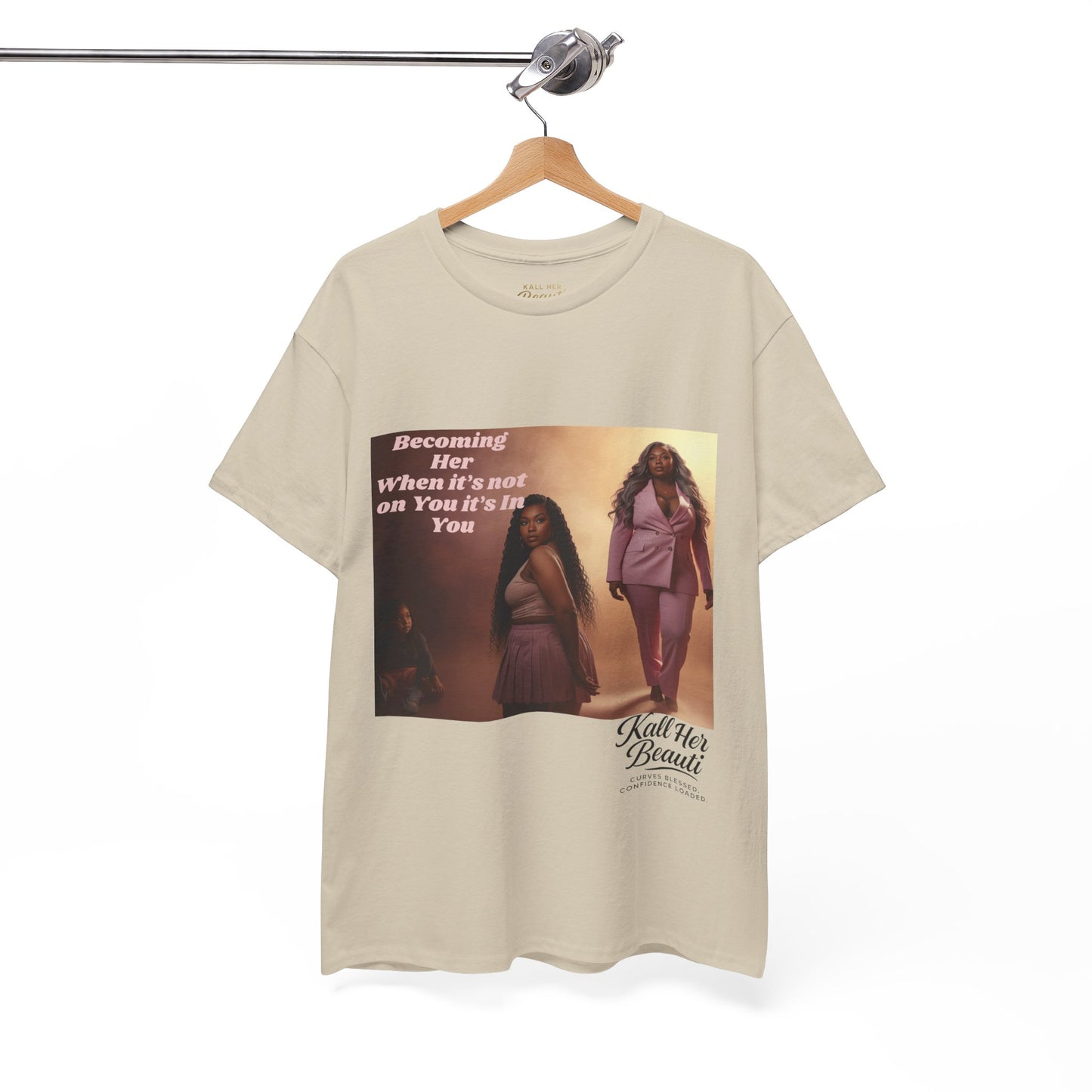 Becoming Her™ Plus-Size Affirmation Tee | Graphic T-Shirt S–5XL | Kall Her Beauti™