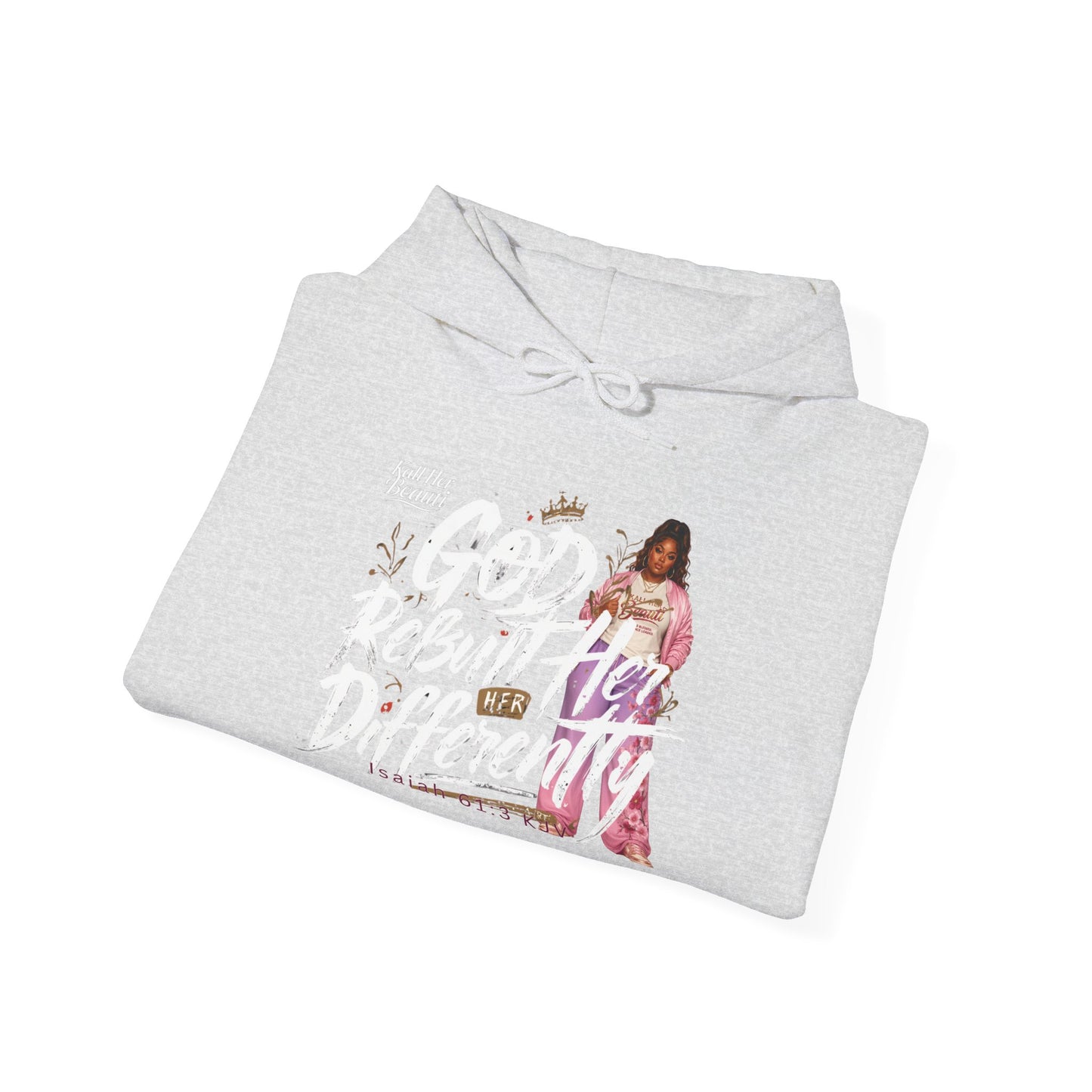 God Rebuilt Her Differently Graphic Hoodie| Kall Her Beauti Faith Collection