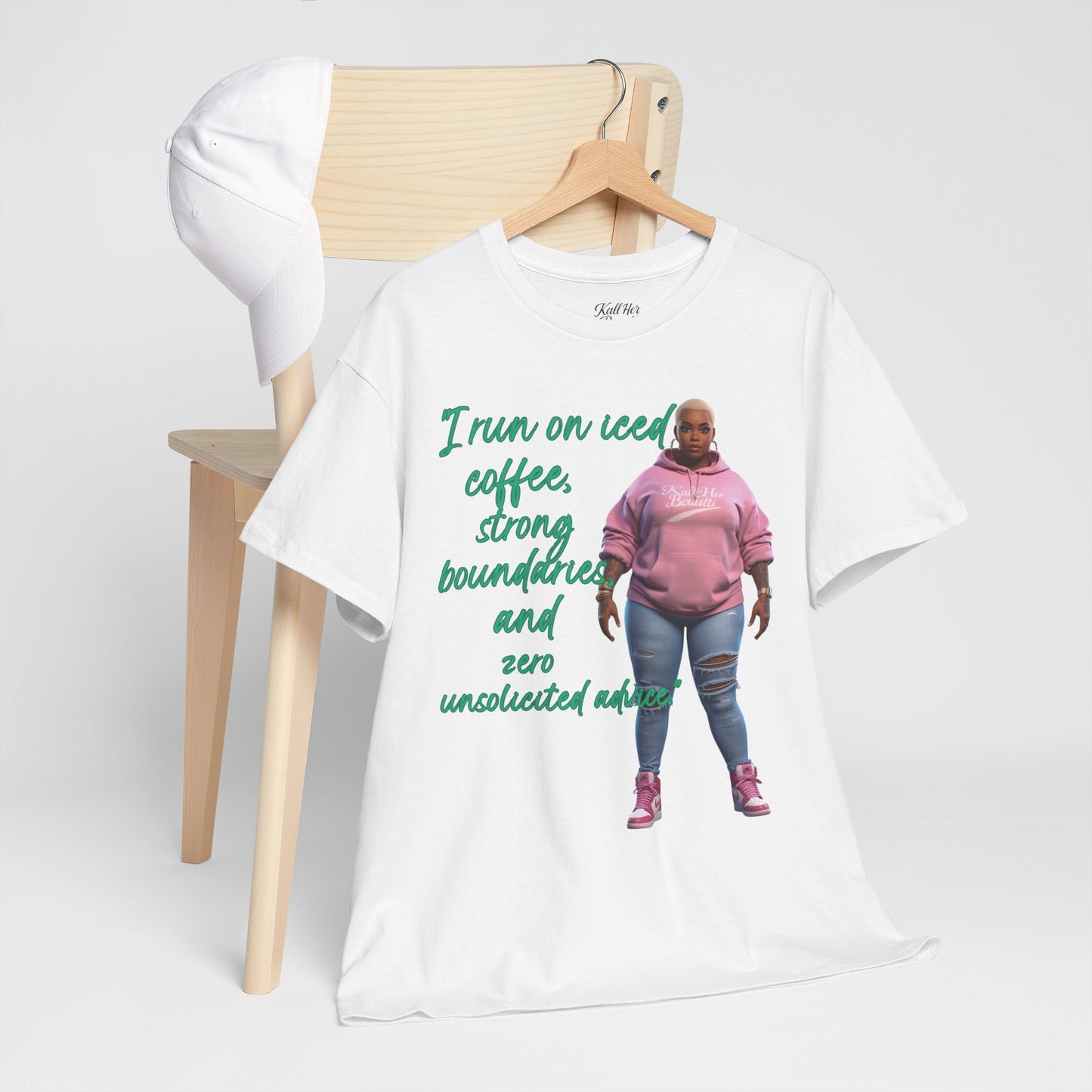 Say It With Your Chest-Iced Coffee & Boundaries" Oversized Streetwear Tee | Plus Size Graphic T-Shirt