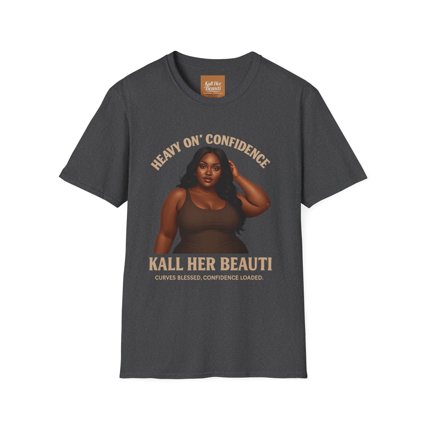 Heavy On Confidence Plus Size Woman T-Shirt | Kall Her Beauti Phrase Tee