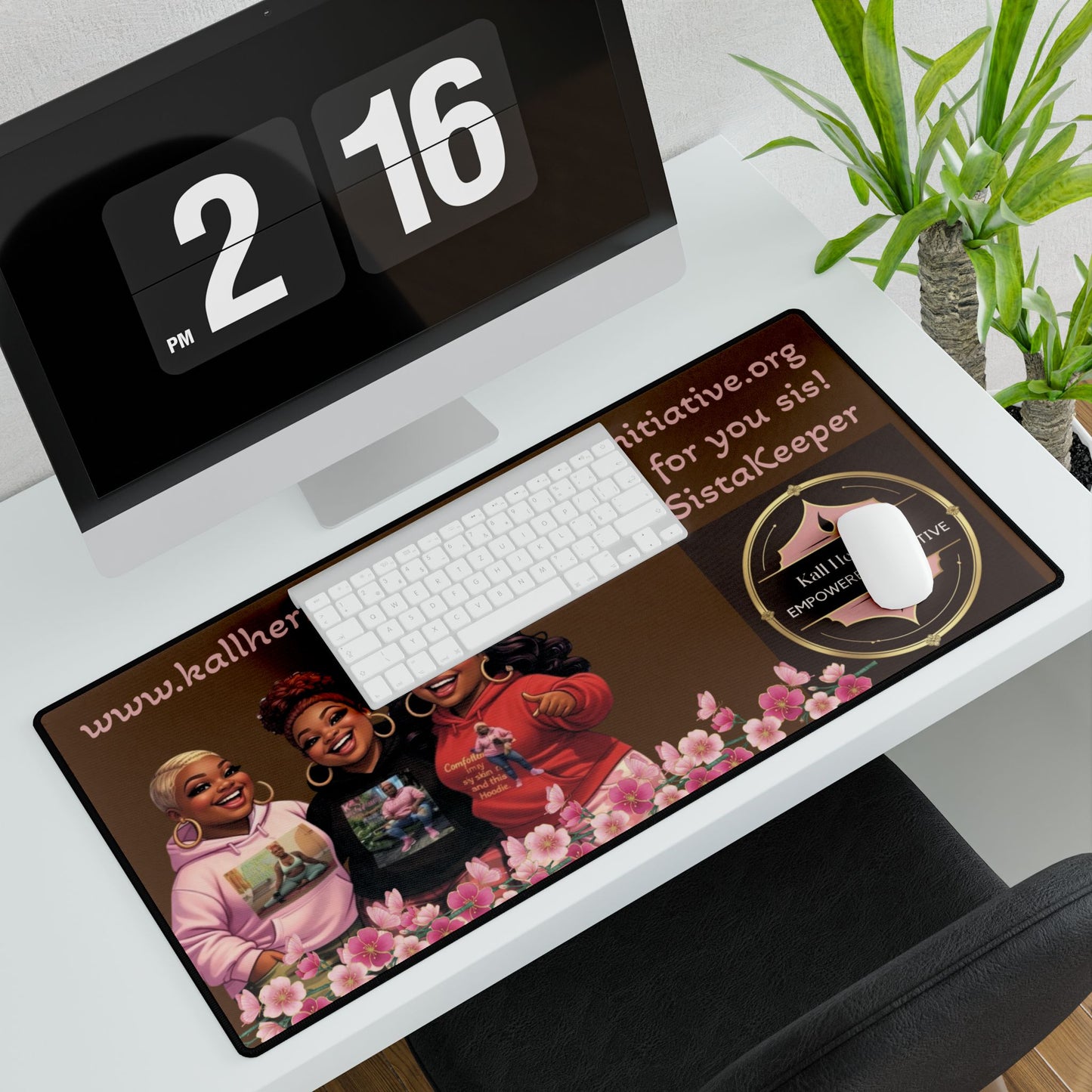 Empowered SistaKeeper Desk Mat — 'I Am a Safe Space for You Sis' Supportive Office Desk Pad