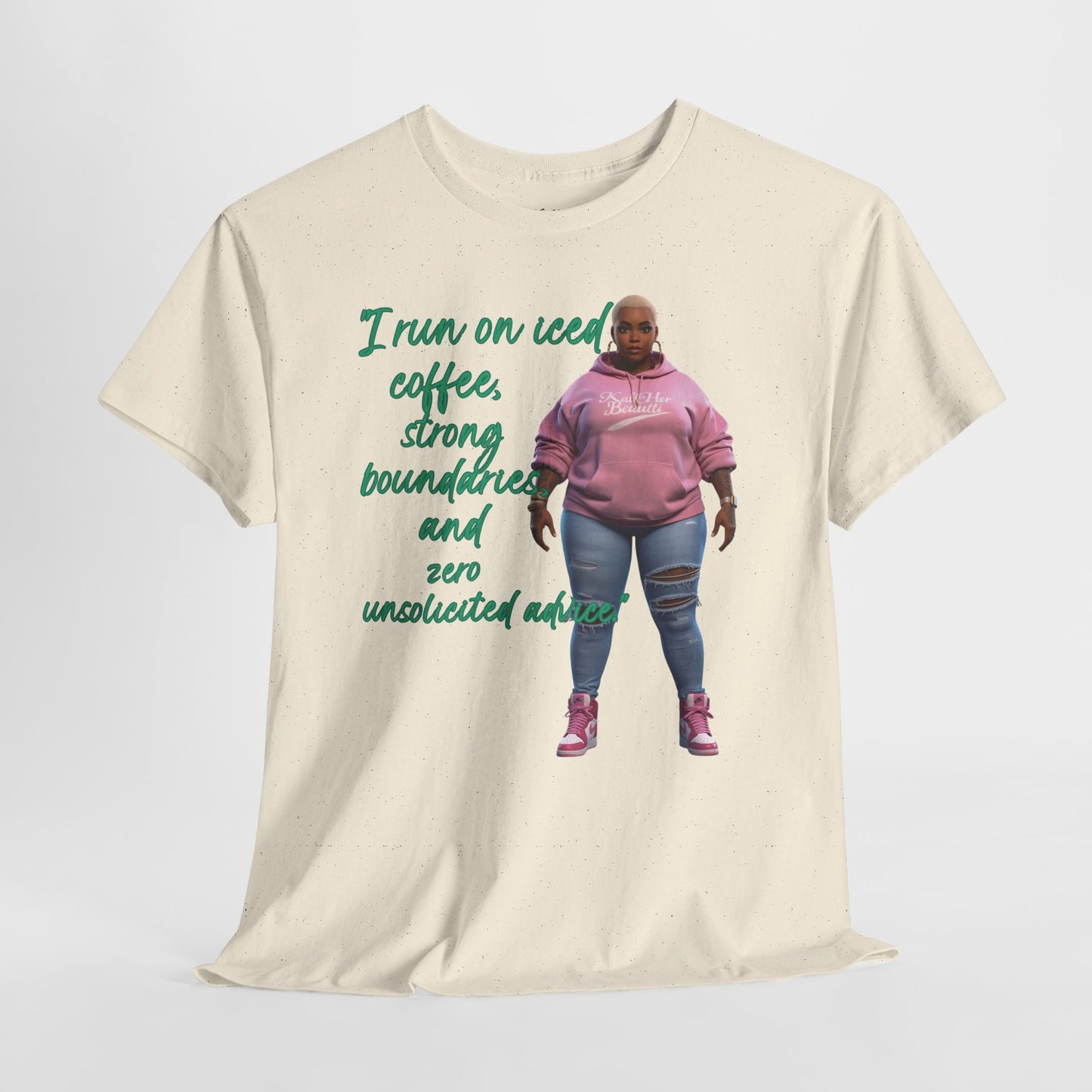 Say It With Your Chest-Iced Coffee & Boundaries" Oversized Streetwear Tee | Plus Size Graphic T-Shirt