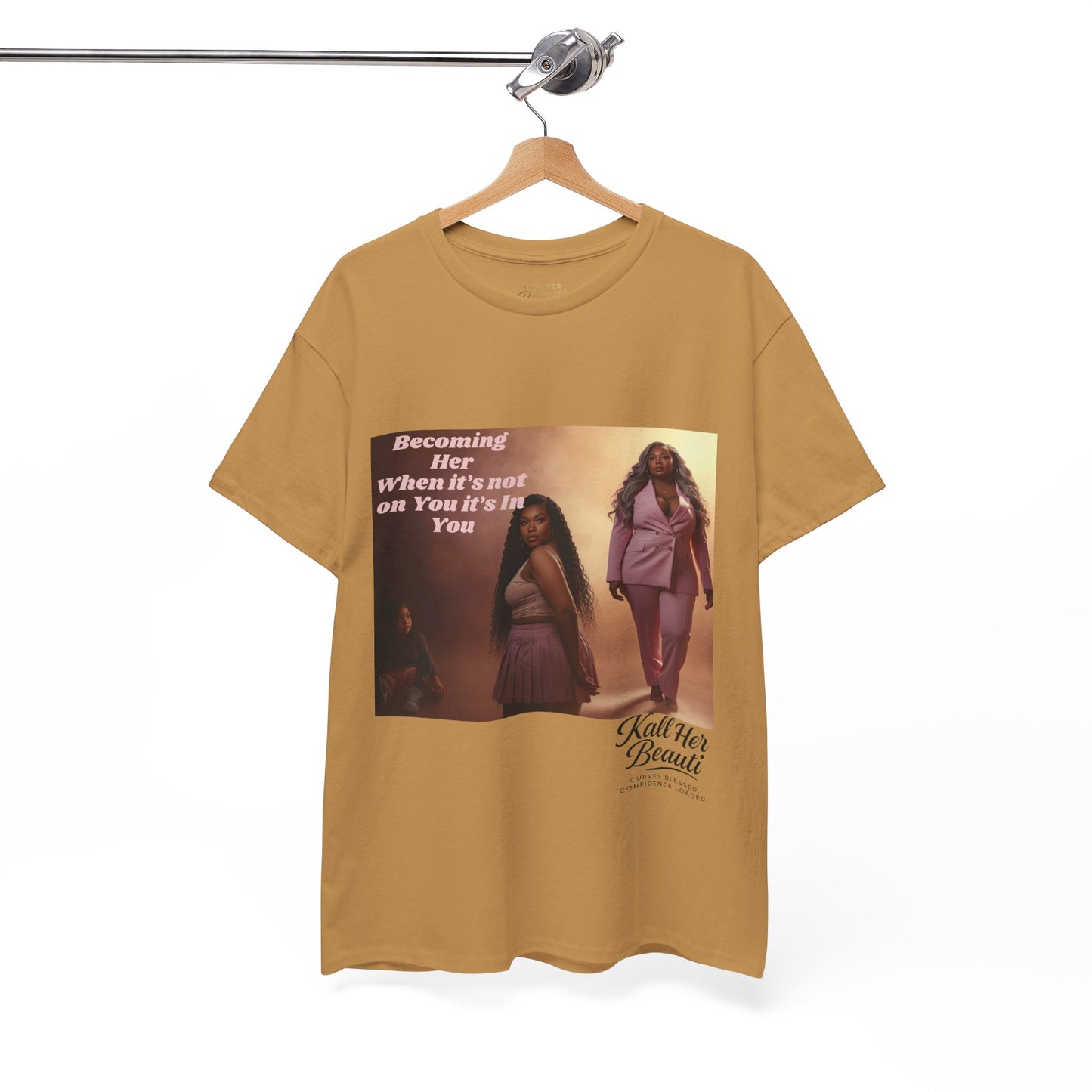 Becoming Her™ Plus-Size Affirmation Tee | Graphic T-Shirt S–5XL | Kall Her Beauti™