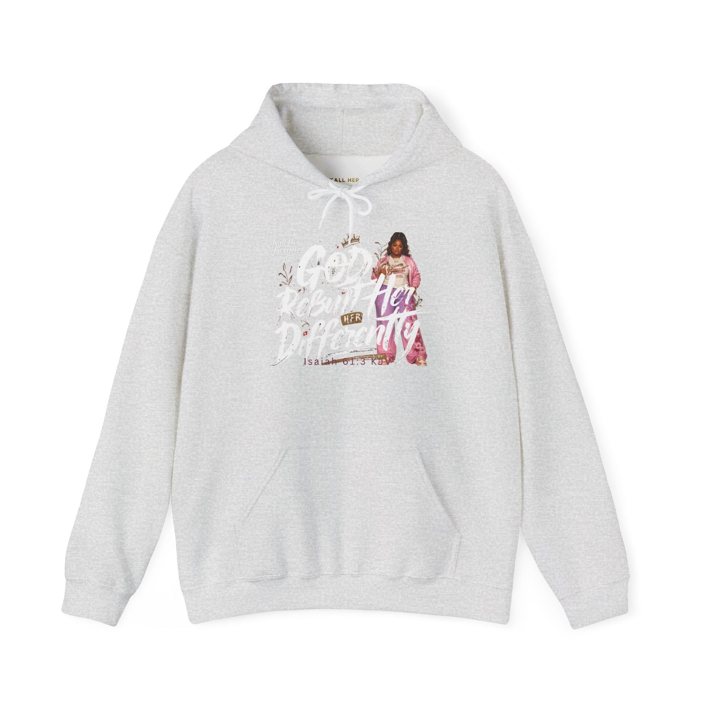 God Rebuilt Her Differently Graphic Hoodie| Kall Her Beauti Faith Collection