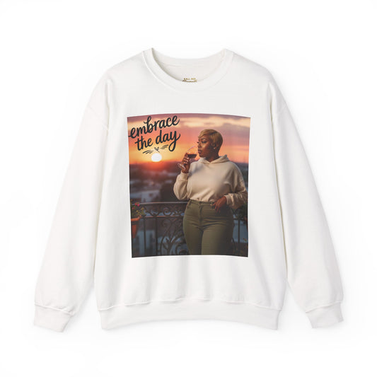 embrace the day Sweatshirt | minimalist hand-lettered quote, script typography