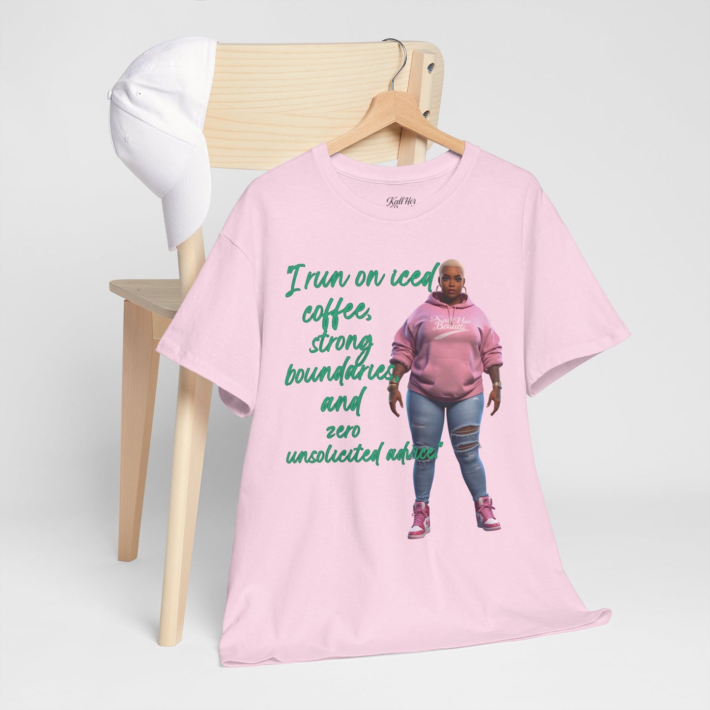 Say It With Your Chest-Iced Coffee & Boundaries" Oversized Streetwear Tee | Plus Size Graphic T-Shirt
