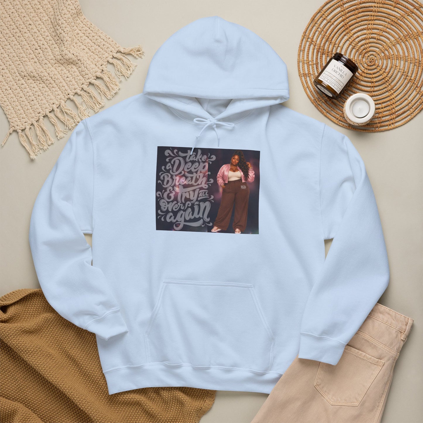 Take a Deep Breath & Try Again But Be Gentle I'm A Masterpiece Graphic Hoodie| Kall Her Beauti Faith Collection